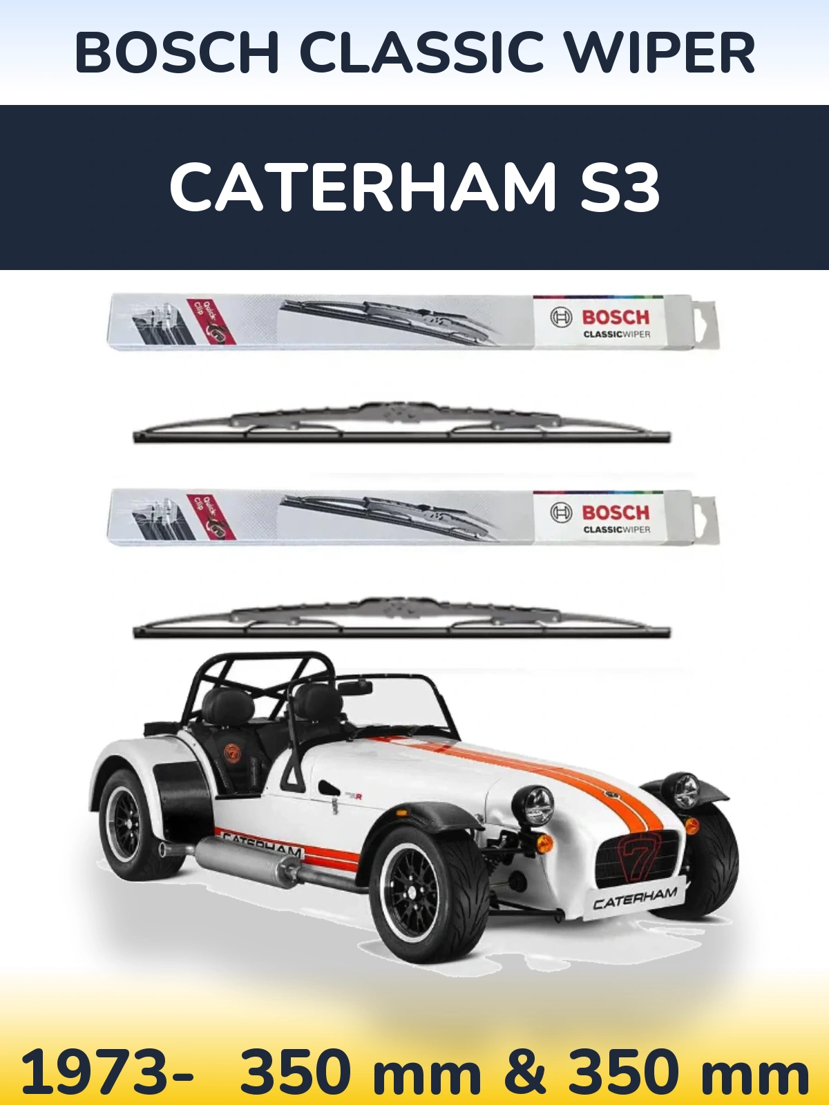 Komplet przednich wycieraczek BOSCH Classic Wiper 340 & 340 mm do Caterham S3 1973-2026
