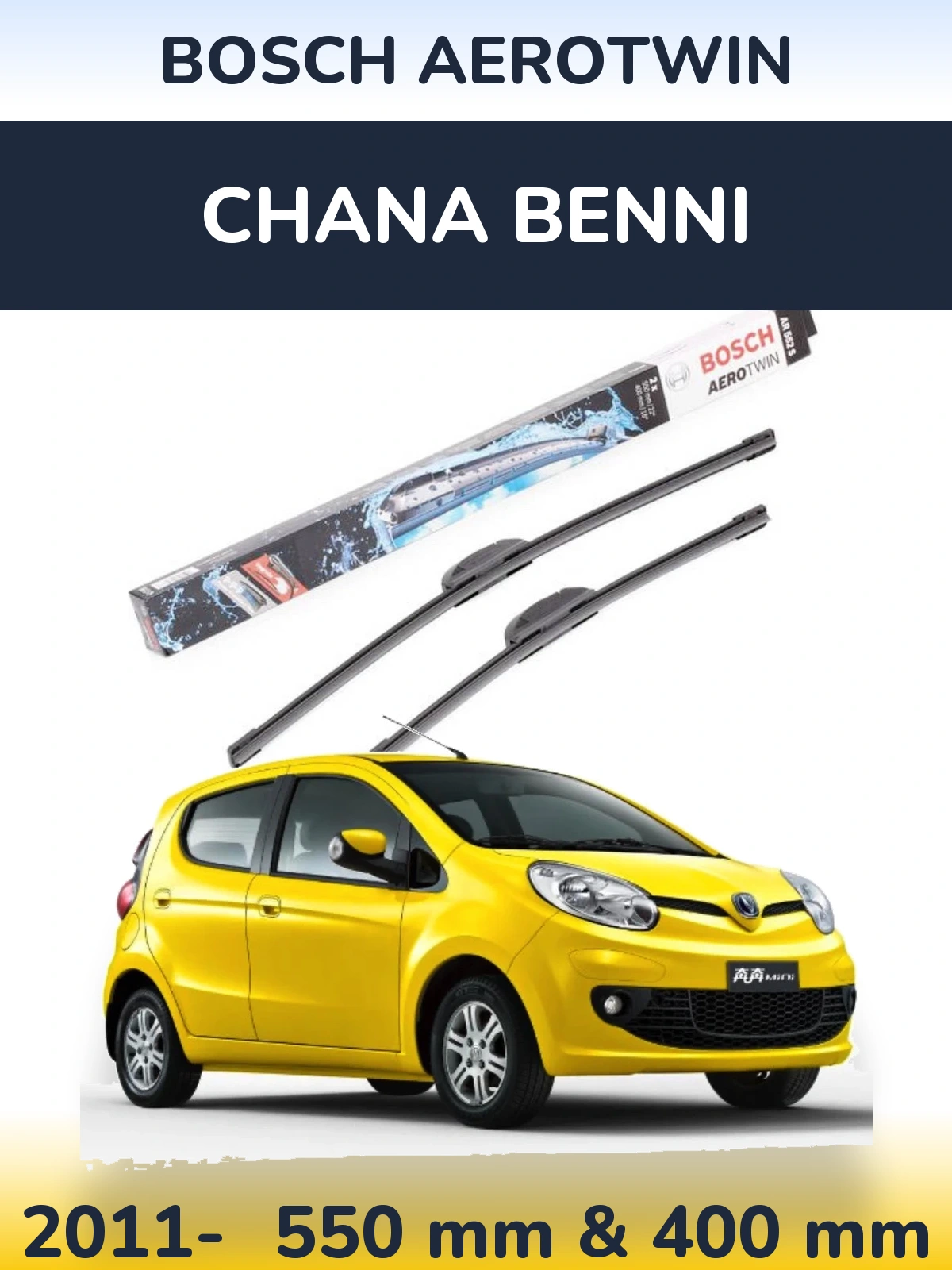 Комплект передних дворников BOSCH AeroTwin 550 & 400 мм для Chana Benni 2011-2026