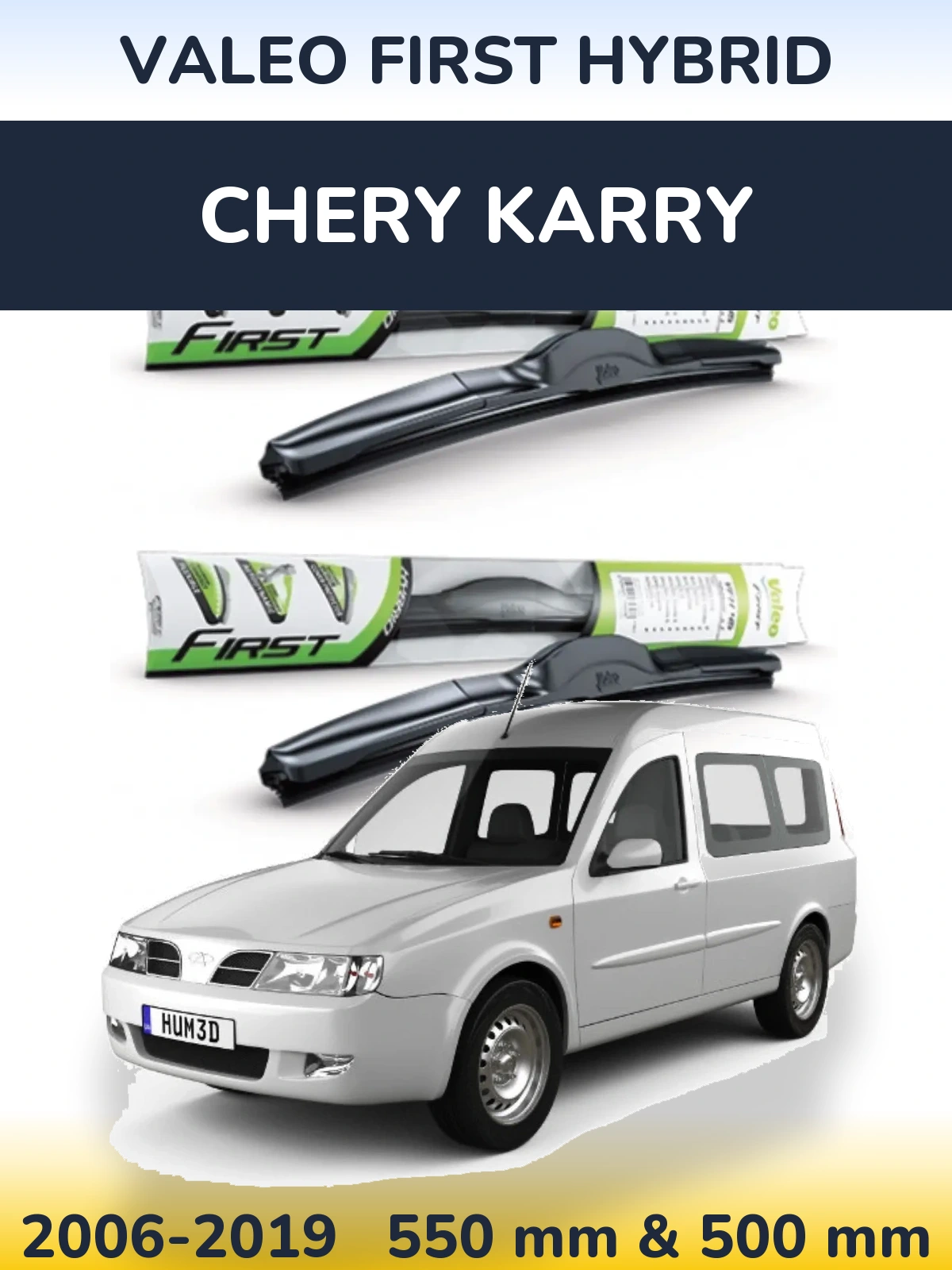 Komplet przednich wycieraczek Valeo First Hybrid 550 & 500 mm do Chery Karry 2006-2019