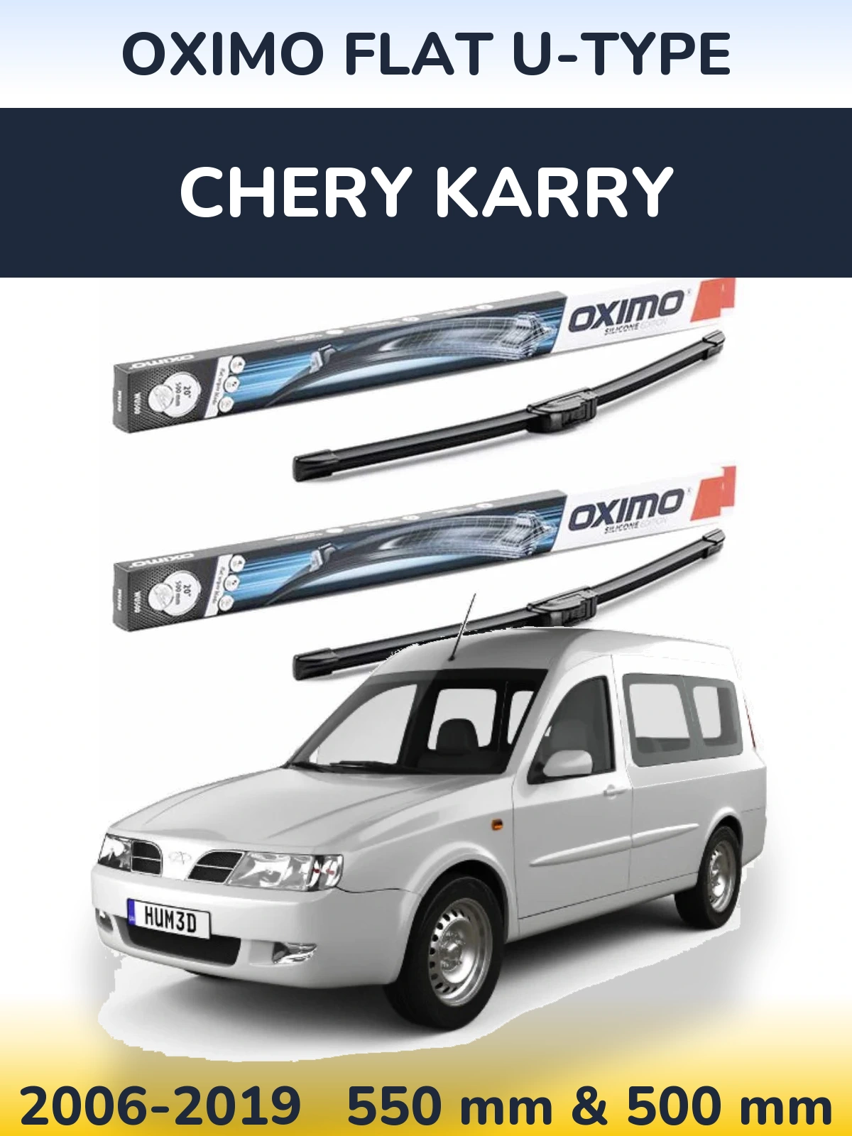Komplet przednich wycieraczek Oximo Flat U-type 550 & 500 mm do Chery Karry 2006-2019