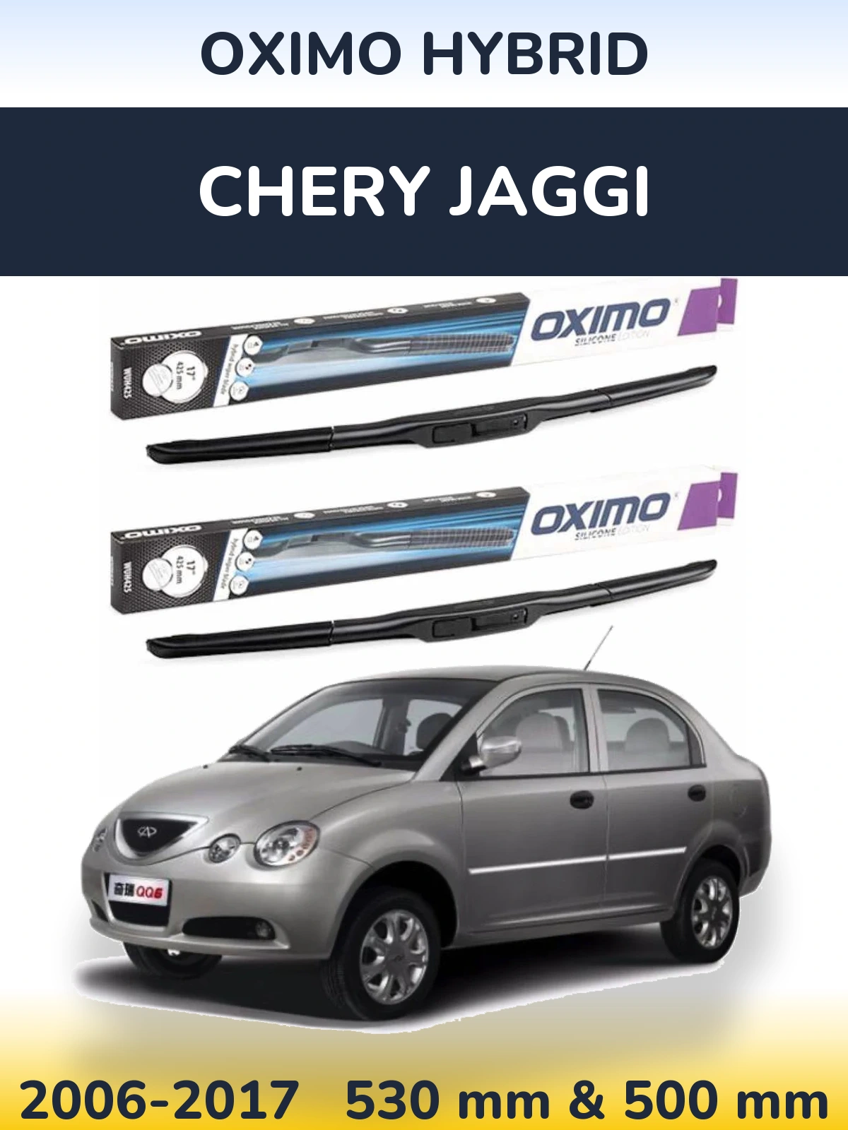 Komplet przednich wycieraczek Oximo Hybrid 530 & 500 mm do Chery Jaggi 2006-2017