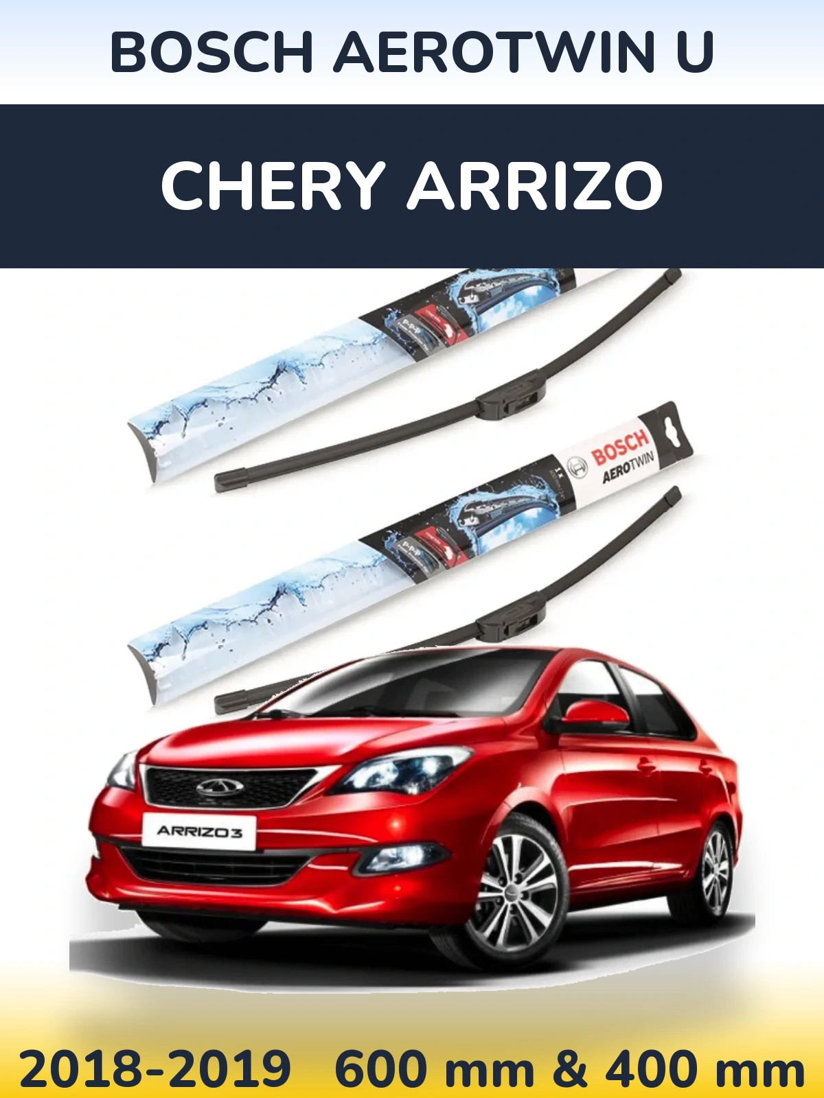 Komplet przednich wycieraczek BOSCH AeroTwin U 600 & 400 mm do Chery Arrizo 2018-2019