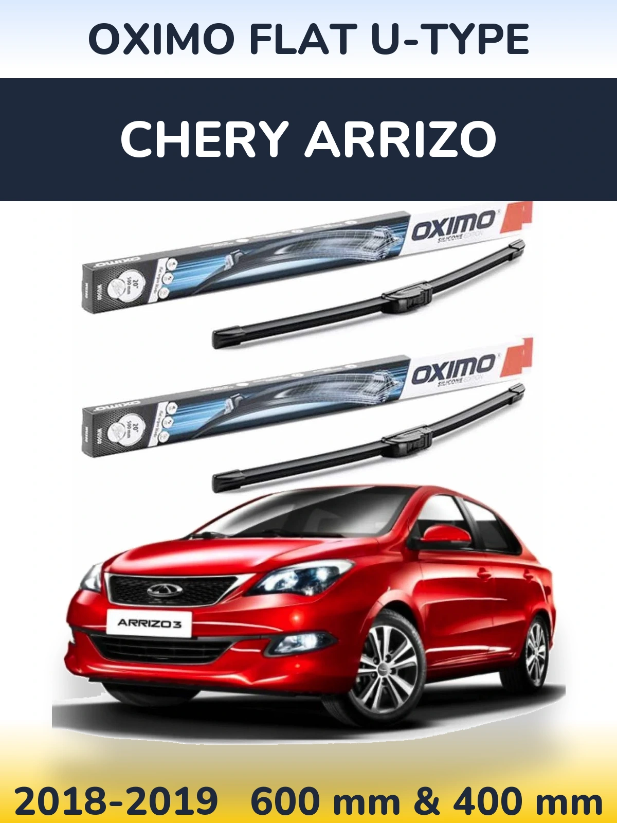 Комплект передних дворников Oximo Flat U-type 600 & 400 мм для Chery Arrizo 2018-2019