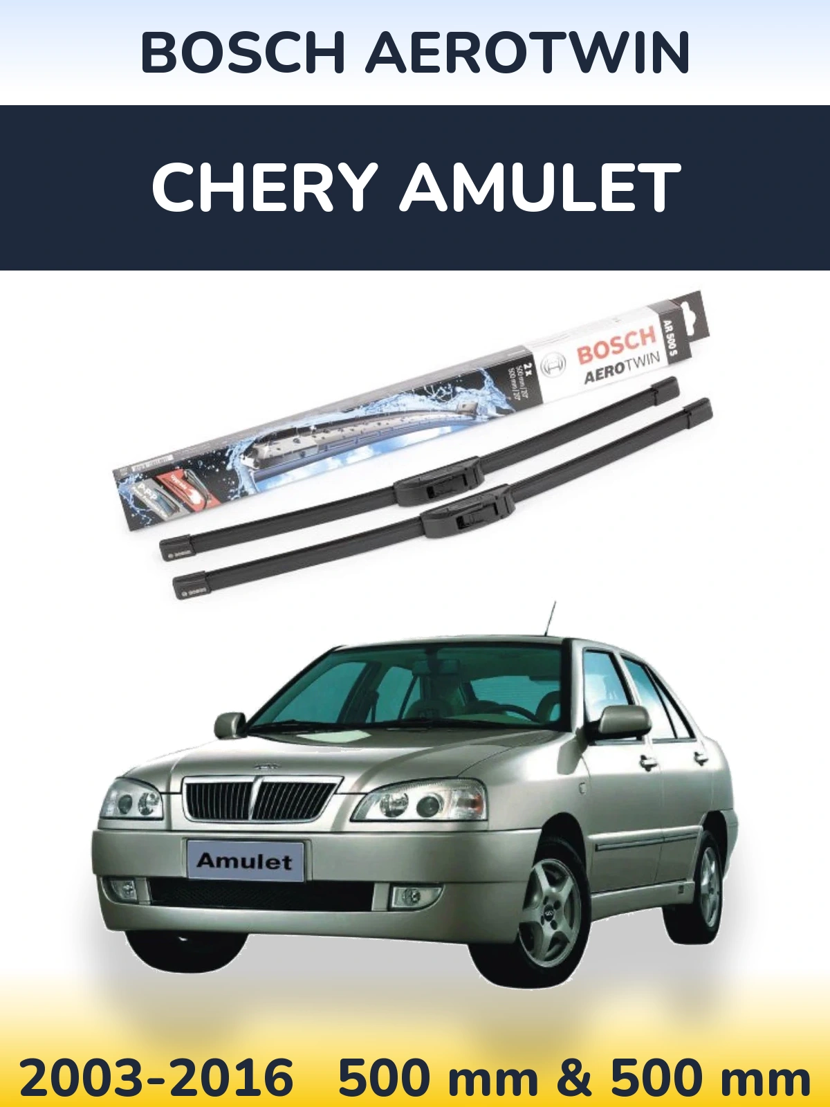 Komplet przednich wycieraczek BOSCH AeroTwin 500 & 500 mm do Chery Amulet 2003-2016