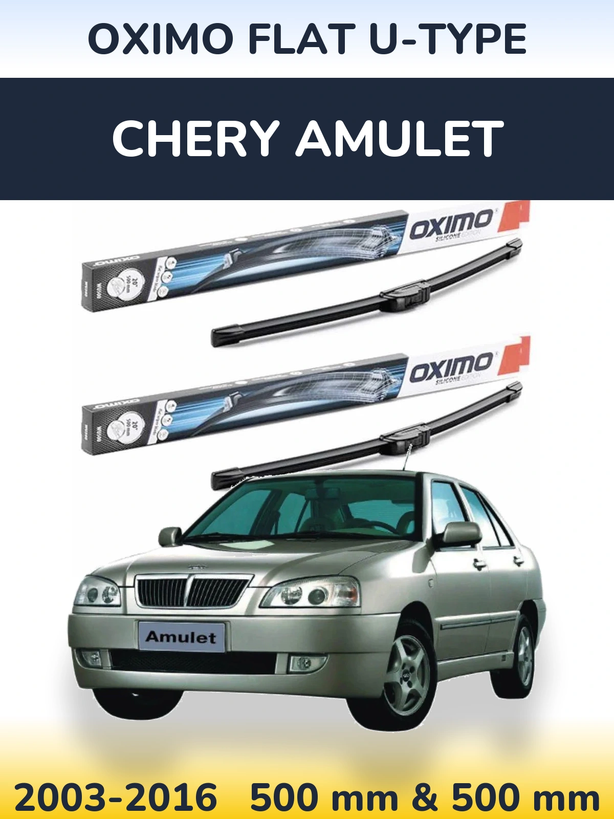 Komplet przednich wycieraczek Oximo Flat U-type 500 & 500 mm do Chery Amulet 2003-2016