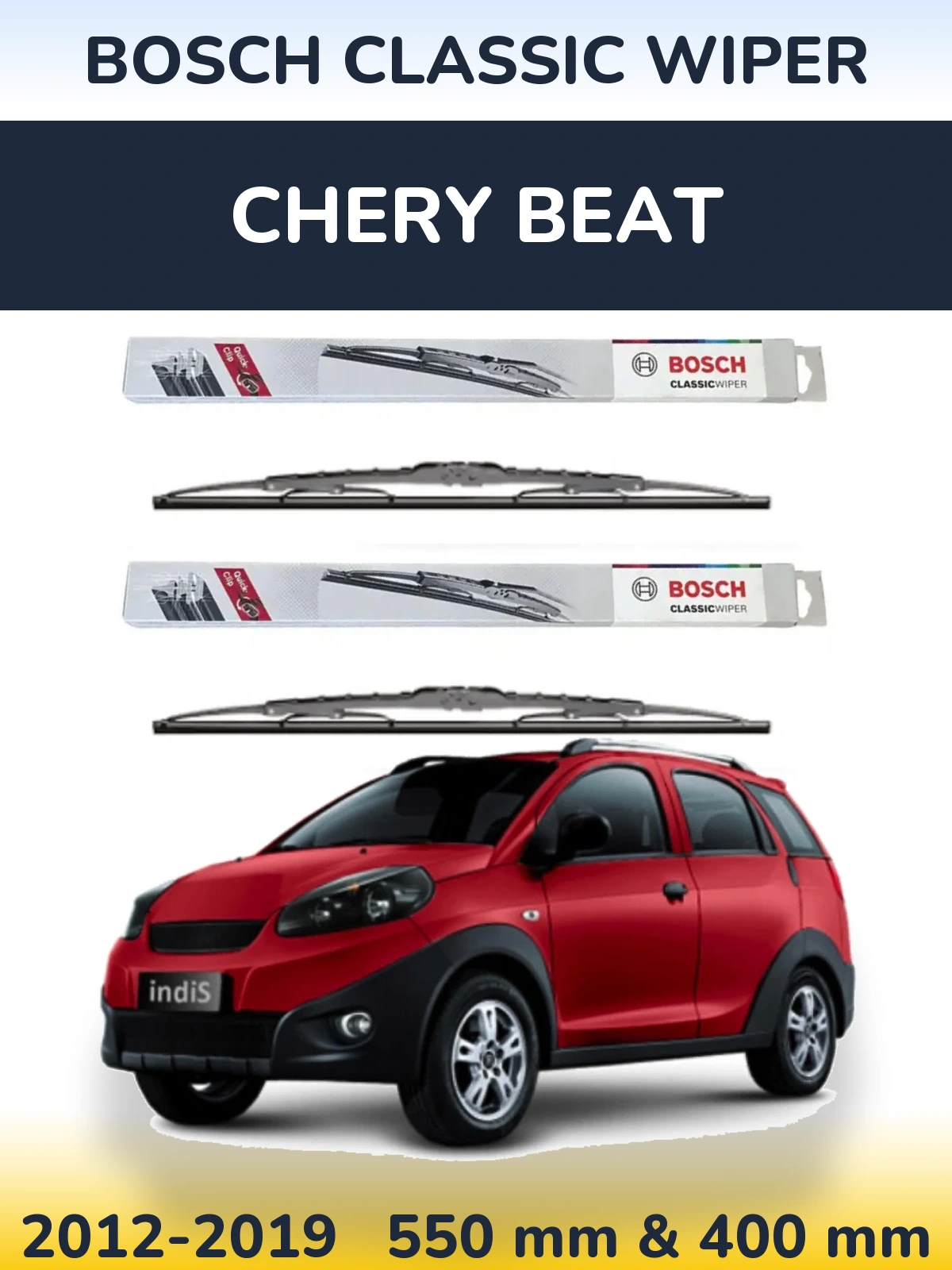 Komplet przednich wycieraczek BOSCH Classic Wiper 550 & 400 mm do Chery Beat 2012-2019