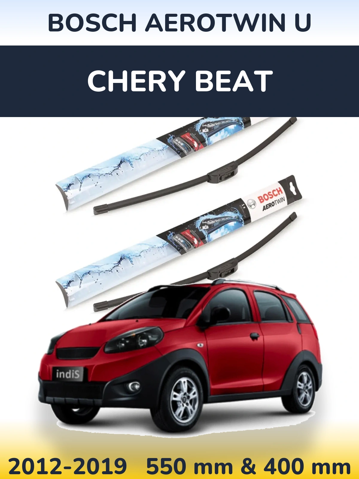 Komplet przednich wycieraczek BOSCH AeroTwin U 550 & 400 mm do Chery Beat 2012-2019