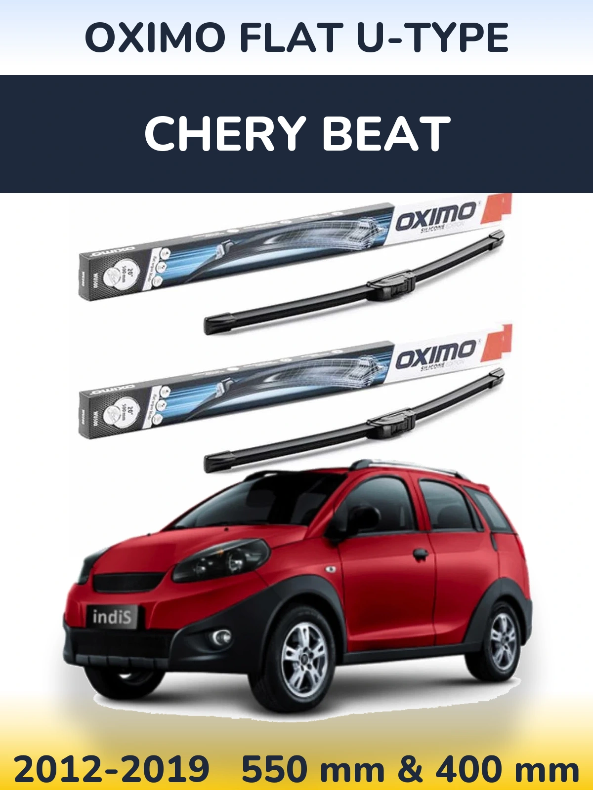 Комплект передних дворников Oximo Flat U-type 550 & 400 мм для Chery Beat 2012-2019