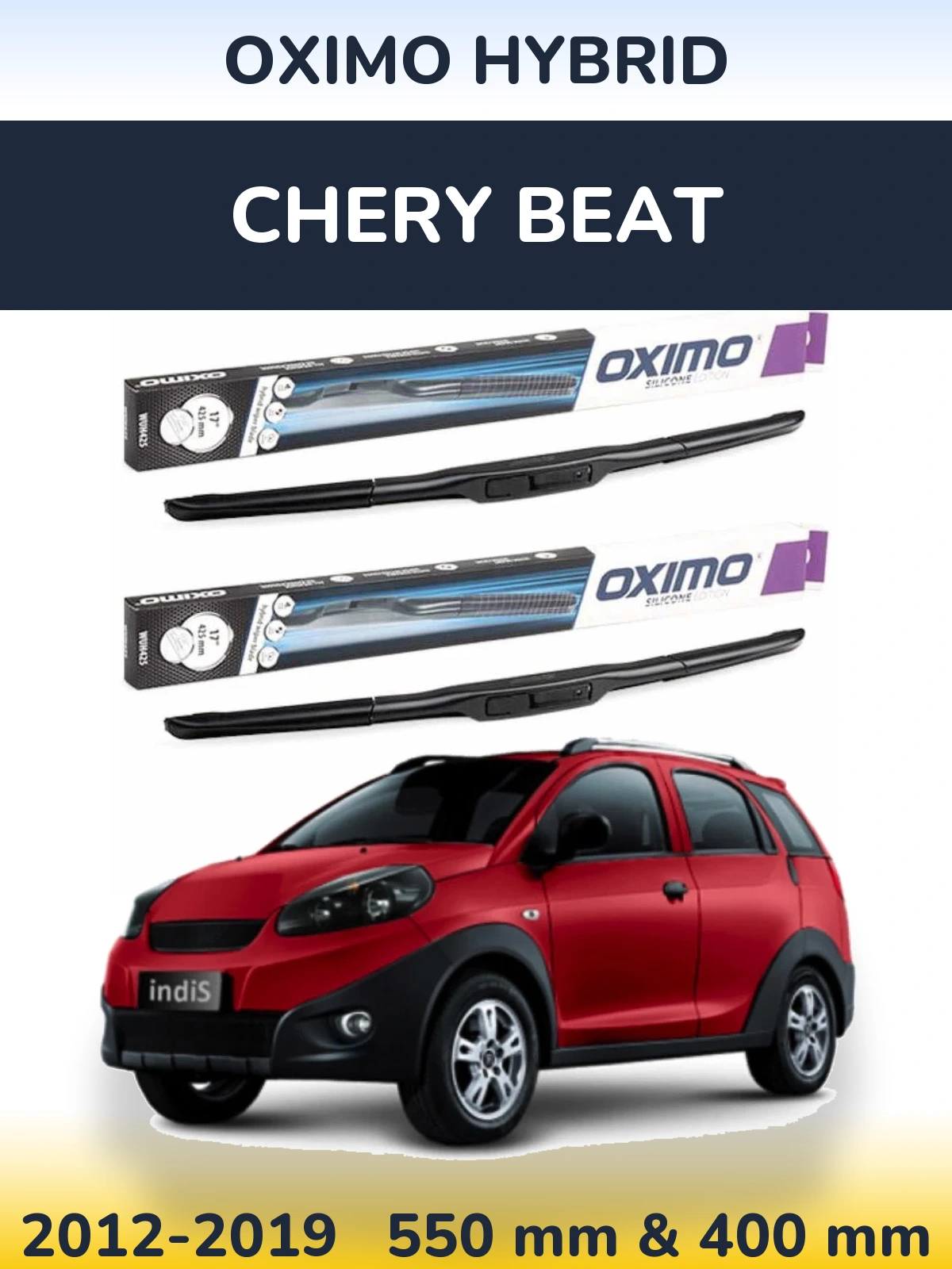Комплект передних дворников Oximo Hybrid 550 & 400 мм для Chery Beat 2012-2019