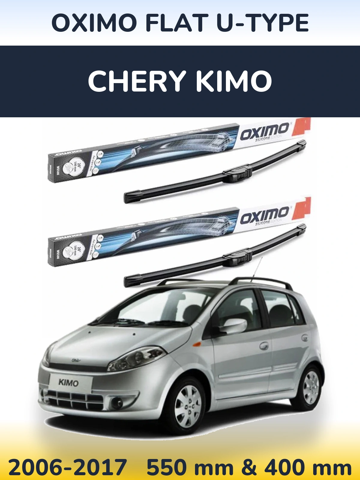 Komplet przednich wycieraczek Oximo Flat U-type 550 & 400 mm do Chery Kimo 2006-2017