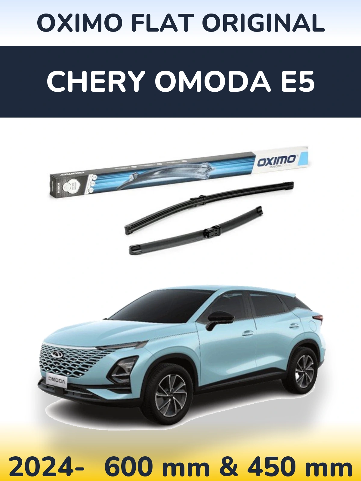 Комплект передних дворников Oximo Flat Original 600 & 450 мм для Chery Omoda E5 2024-2026