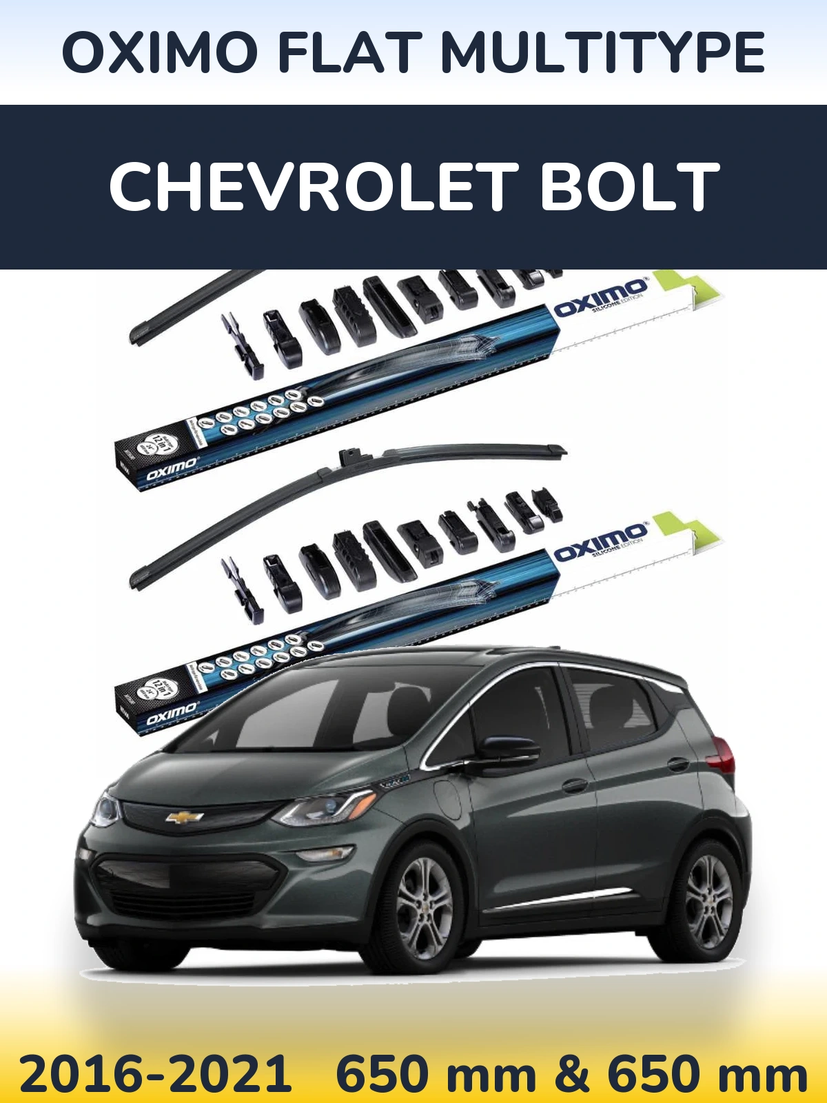 Komplet przednich wycieraczek Oximo Flat MultiType 650 & 650 mm do Chevrolet Bolt 2016-2021