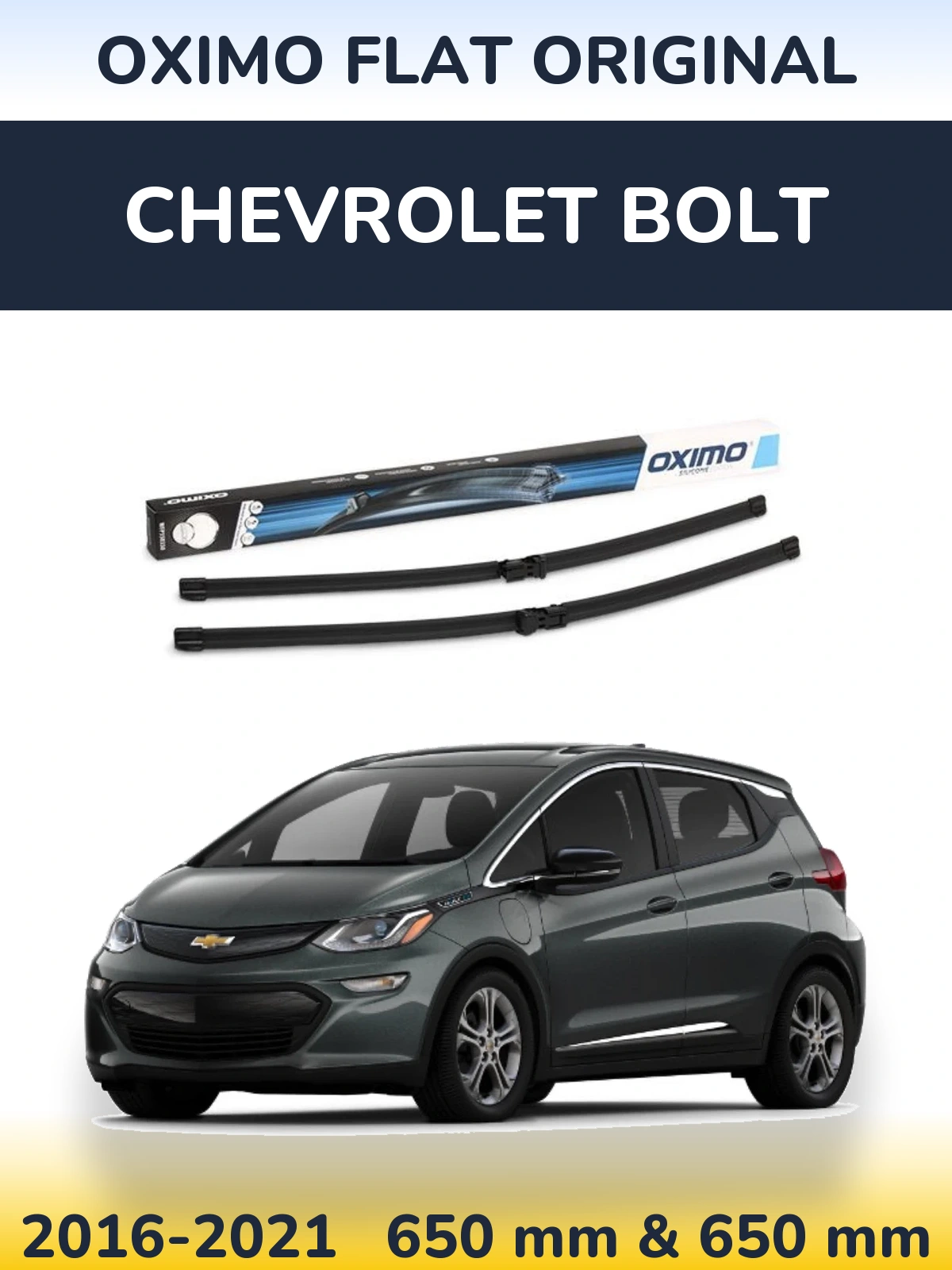 Комплект передних дворников Oximo Flat Original 650 & 650 мм для Chevrolet Bolt 2016-2021