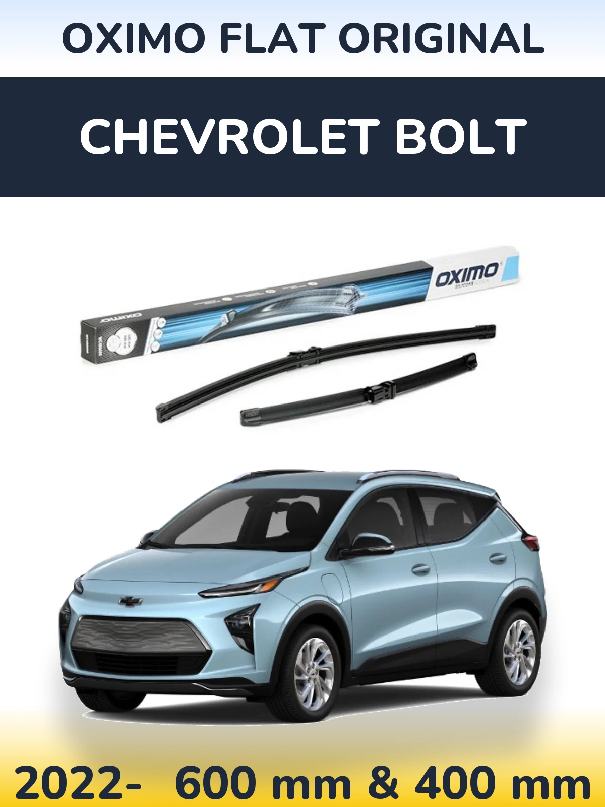 Комплект передних дворников Oximo Flat Original 600 & 400 мм для Chevrolet Bolt 2022-2026