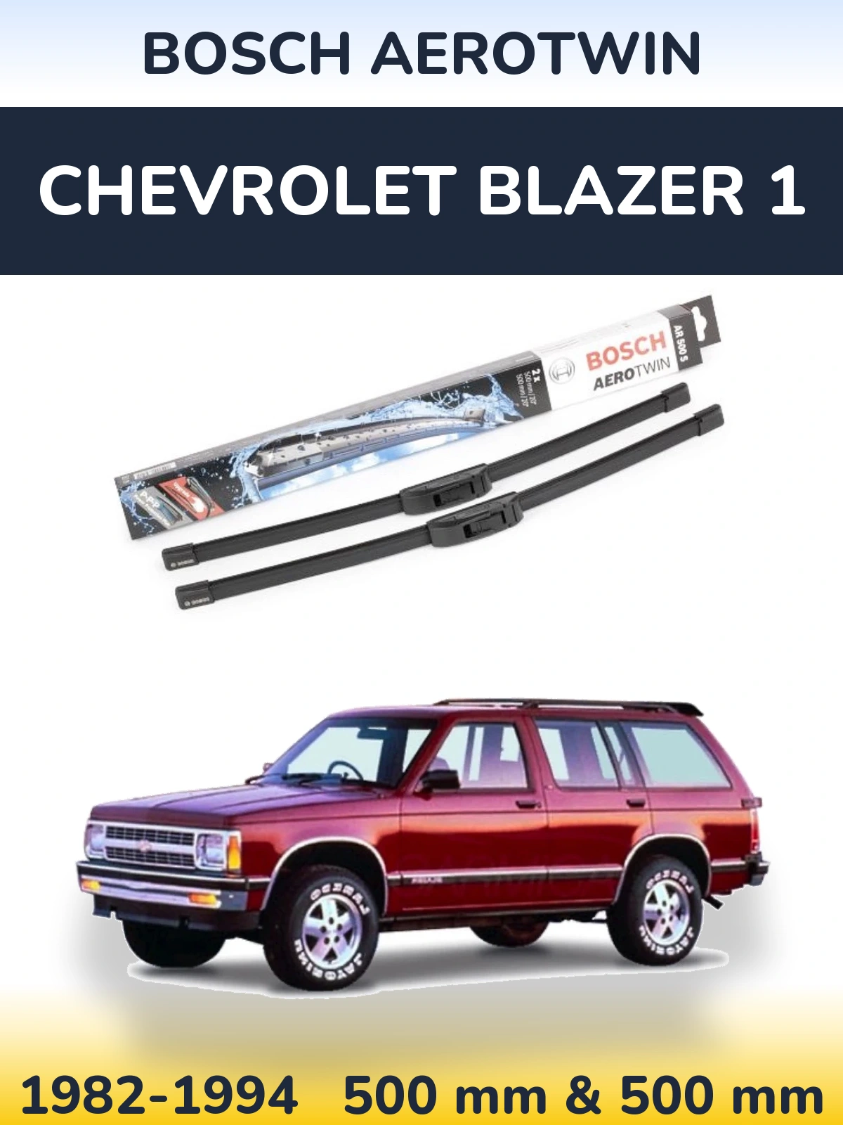 Комплект передних дворников BOSCH AeroTwin 500 & 500 мм для Chevrolet Blazer 1 1982-1994