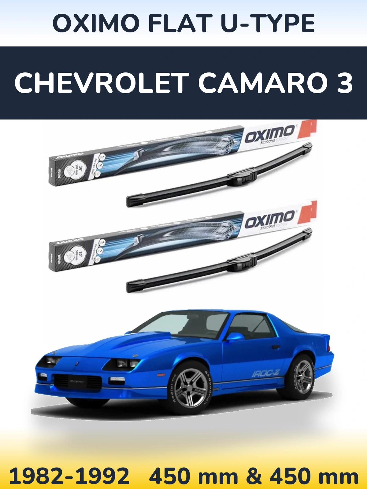 Komplet przednich wycieraczek Oximo Flat U-type 450 & 450 mm do Chevrolet Camaro 3 1982-1992