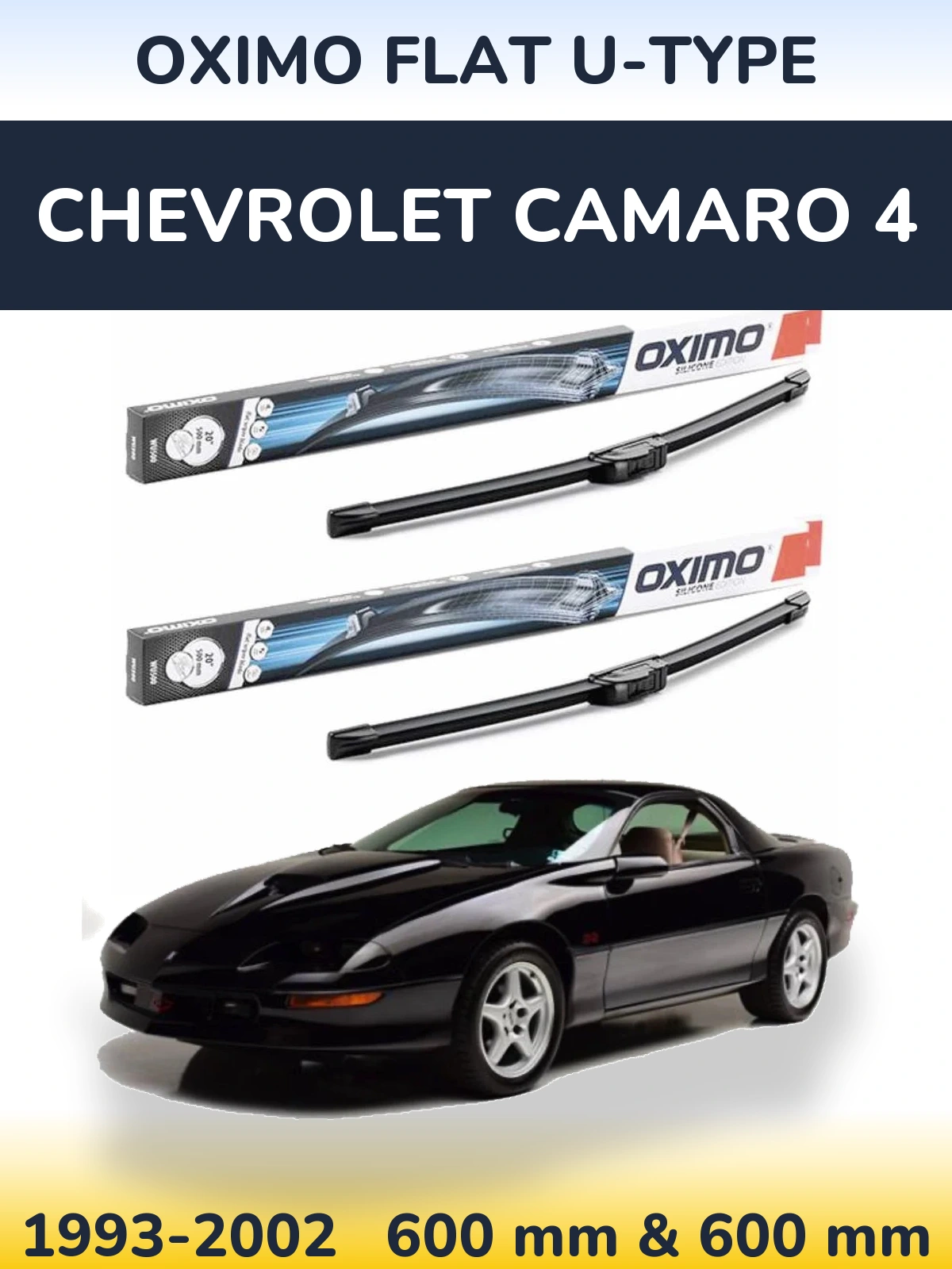 Komplet przednich wycieraczek Oximo Flat U-type 600 & 600 mm do Chevrolet Camaro 4 1993-2002