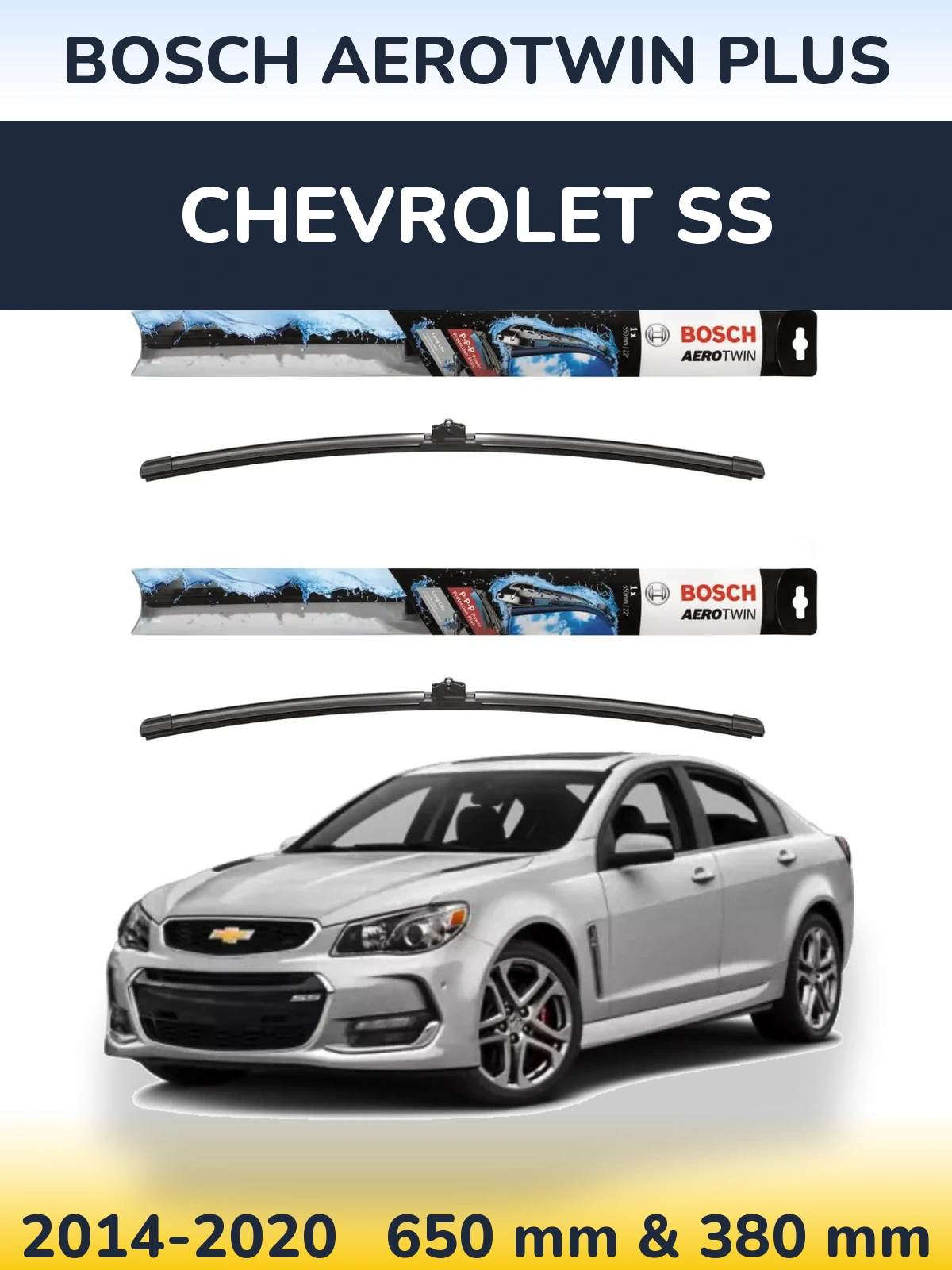 Komplet przednich wycieraczek BOSCH AeroTwin Plus 650 & 380 mm do Chevrolet SS 2014-2020