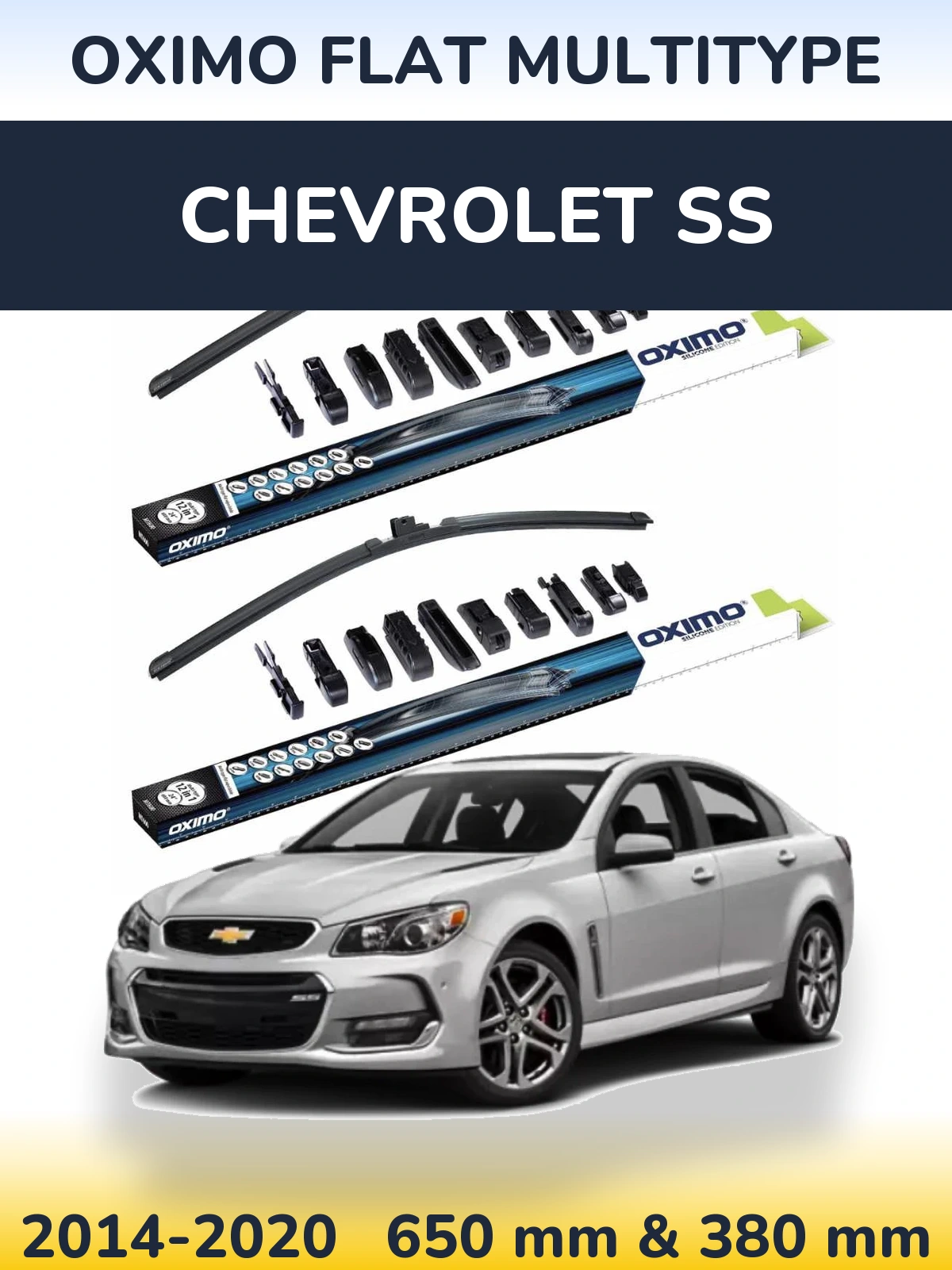 Komplet przednich wycieraczek Oximo Flat MultiType 650 & 380 mm do Chevrolet SS 2014-2020