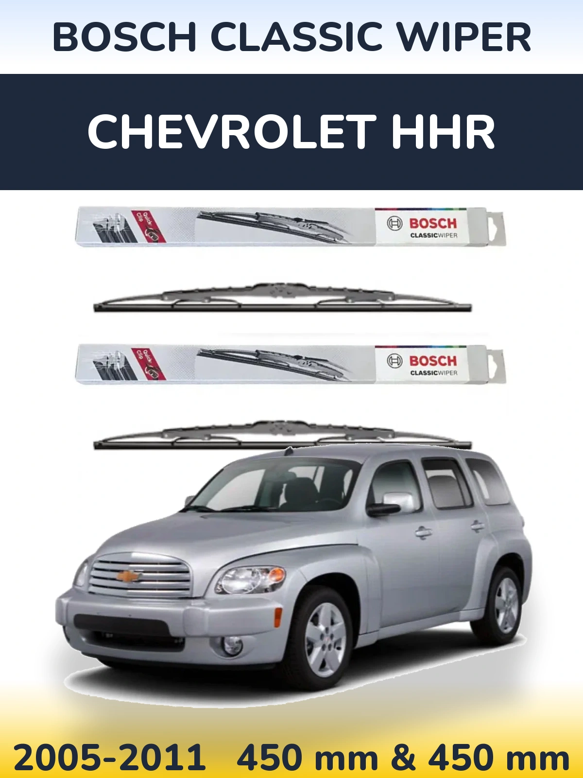Komplet przednich wycieraczek BOSCH Classic Wiper 450 & 450 mm do Chevrolet HHR 2005-2011