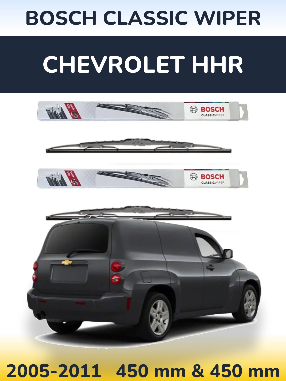 Komplet przednich wycieraczek BOSCH Classic Wiper 450 & 450 mm do Chevrolet HHR 2005-2011