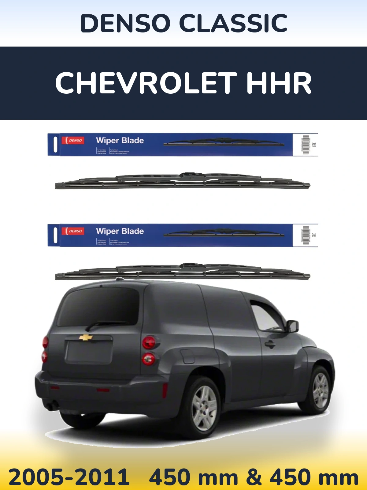 Front wiper blade set Denso Classic 450 & 450 mm for Chevrolet HHR 2005-2011