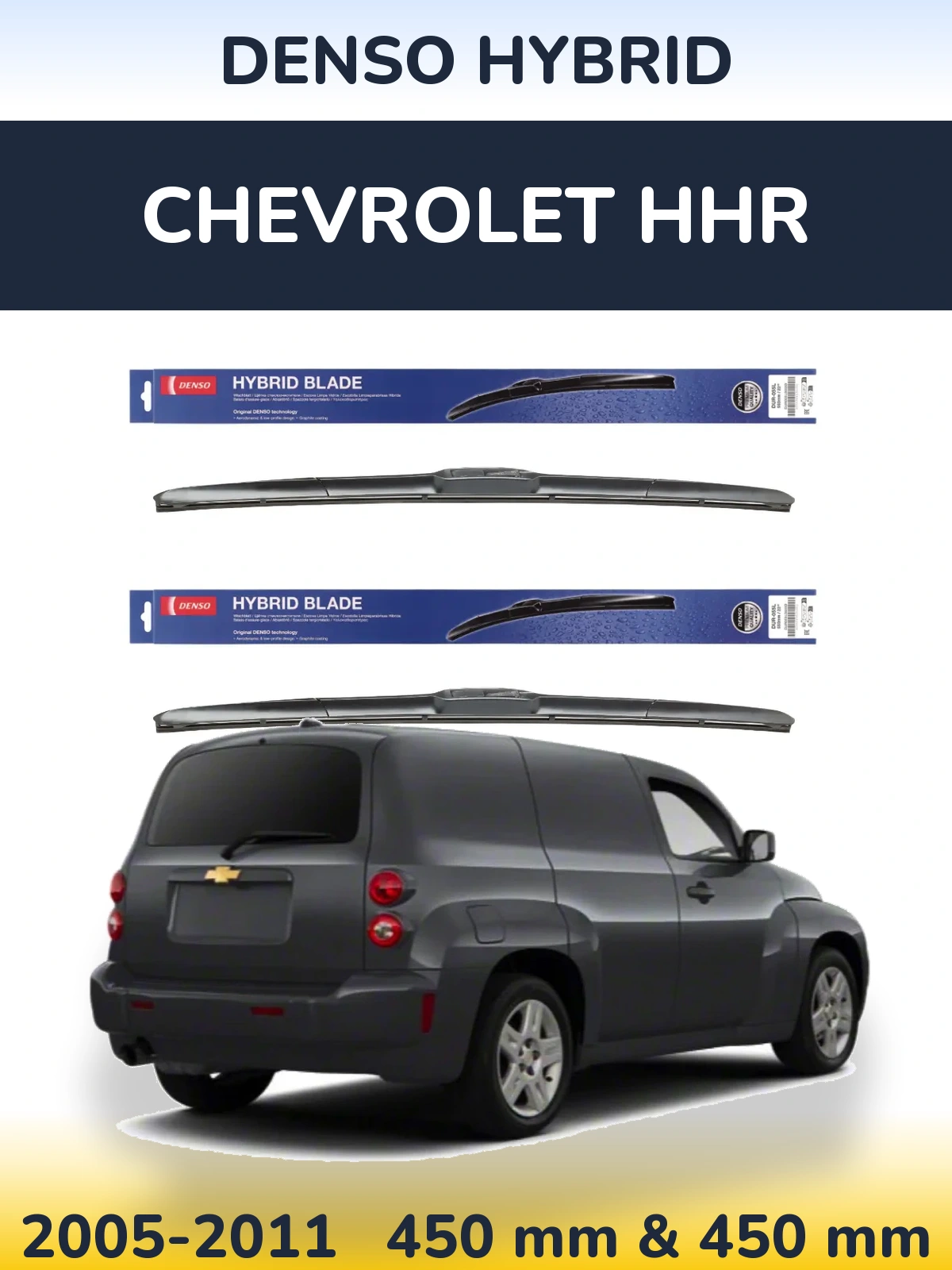 Komplet przednich wycieraczek Denso Hybrid 450 & 450 mm do Chevrolet HHR 2005-2011