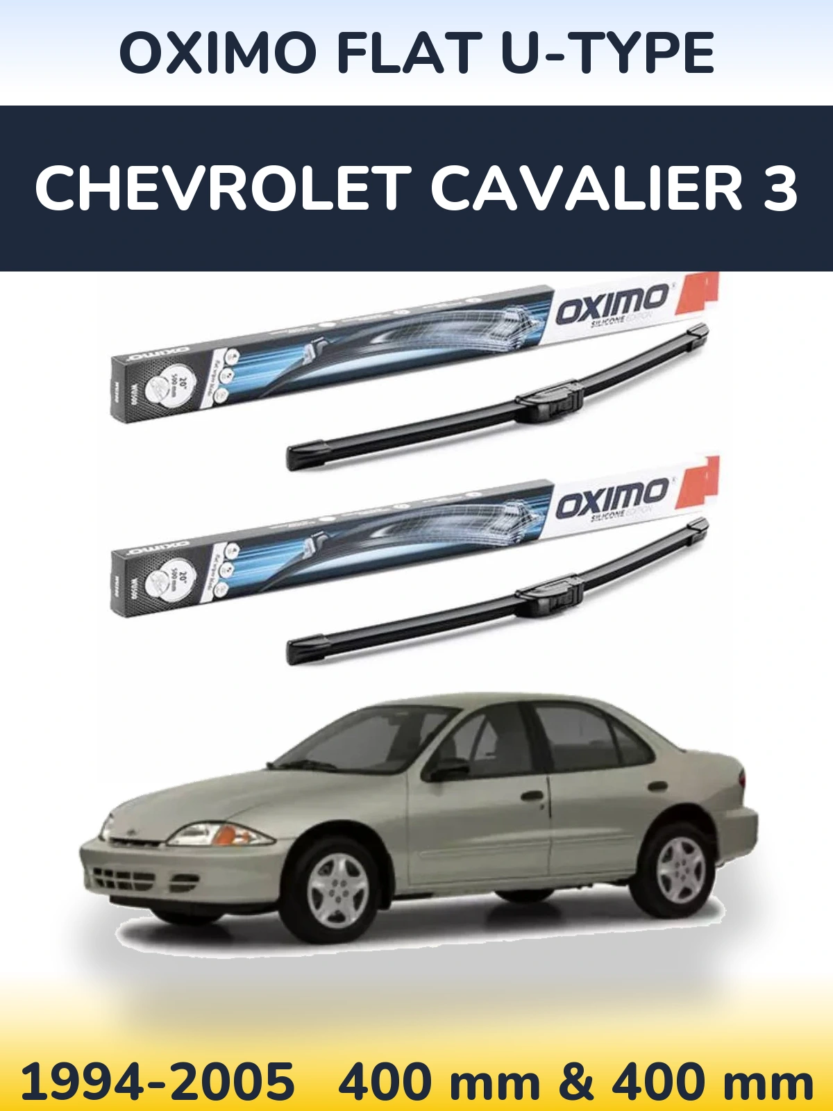 Комплект передних дворников Oximo Flat U-type 400 & 400 мм для Chevrolet Cavalier 3 1994-2005