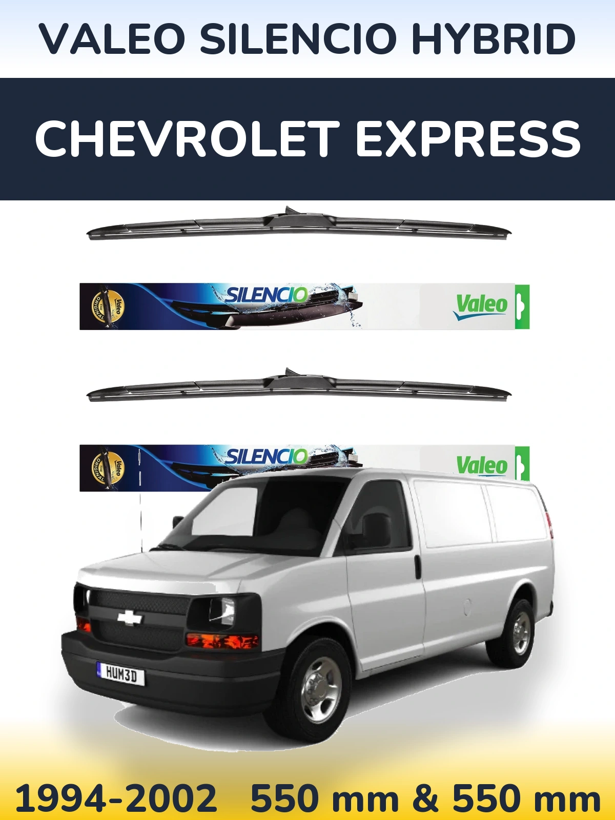 Komplet przednich wycieraczek Valeo Silencio Hybrid 550 & 550 mm do Chevrolet Express 1994-2002
