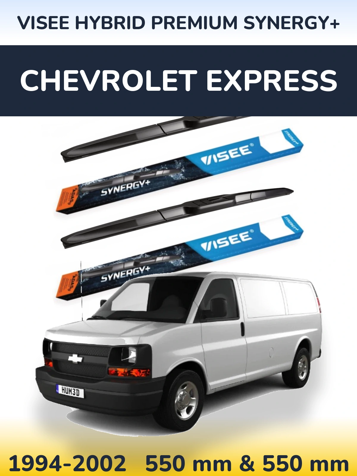 Комплект передних дворников VISEE HYBRID PREMIUM SYNERGY+ 550 & 550 мм для Chevrolet Express 1994-2002