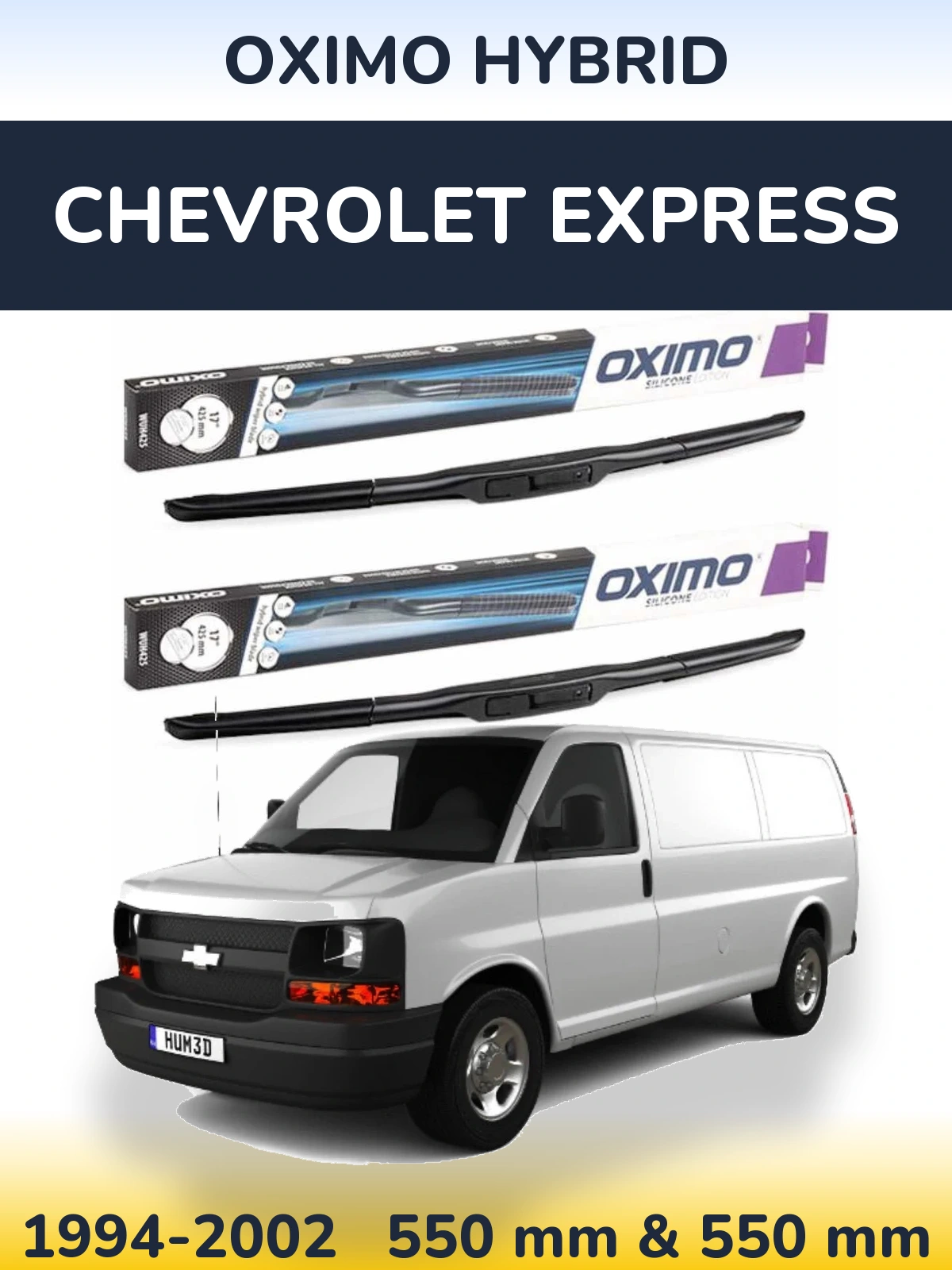 Комплект передних дворников Oximo Hybrid 550 & 550 мм для Chevrolet Express 1994-2002