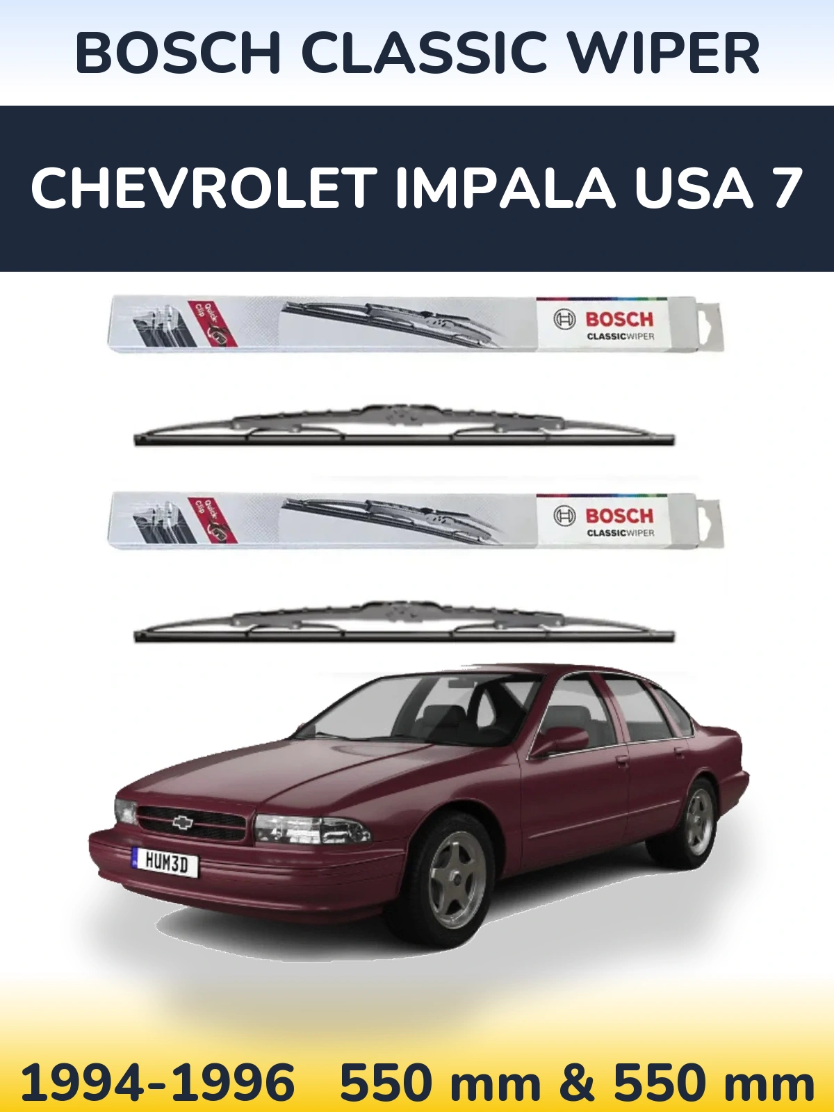 Комплект передних дворников BOSCH Classic Wiper 550 & 550 мм для Chevrolet Impala USA 7 1994-1996