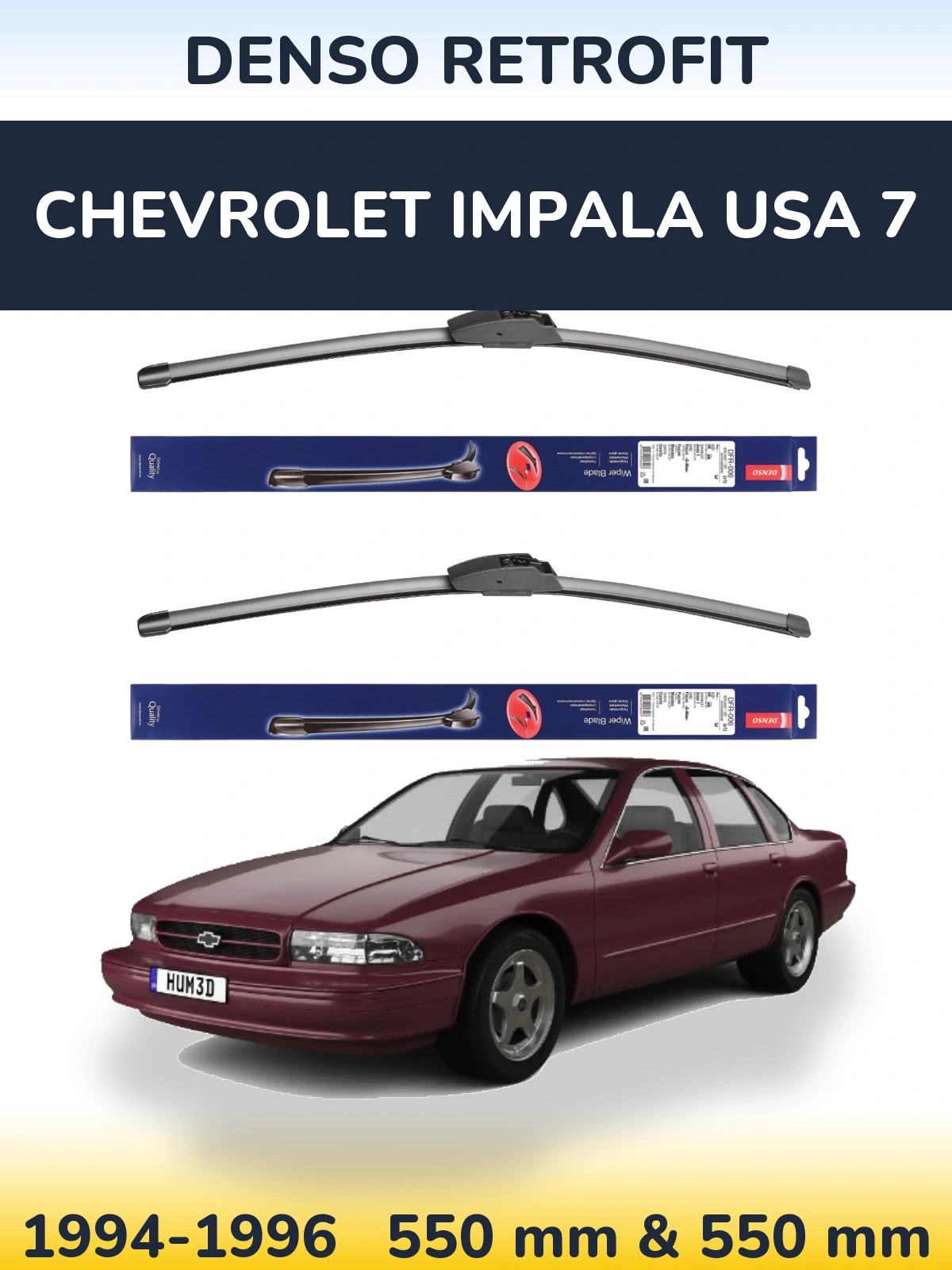 Комплект передних дворников Denso Retrofit 550 & 550 мм для Chevrolet Impala USA 7 1994-1996
