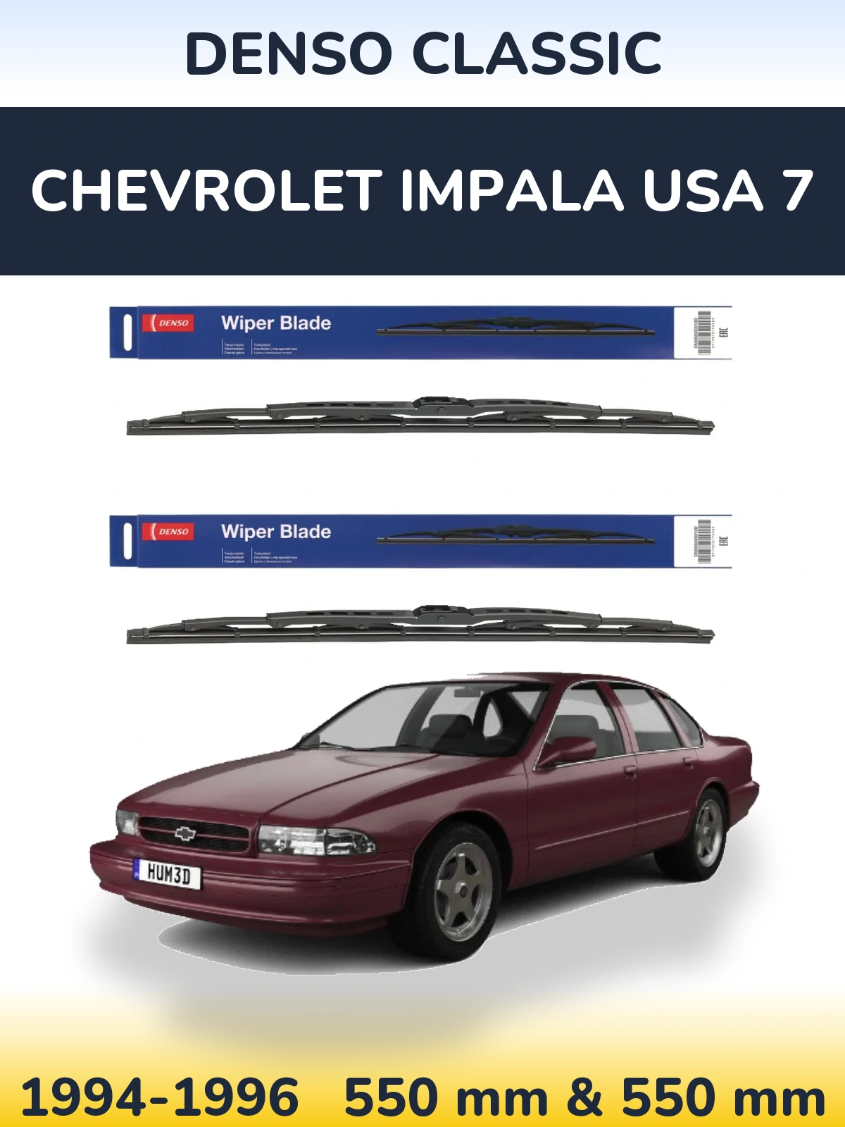 Komplet przednich wycieraczek Denso Classic 550 & 550 mm do Chevrolet Impala USA 7 1994-1996