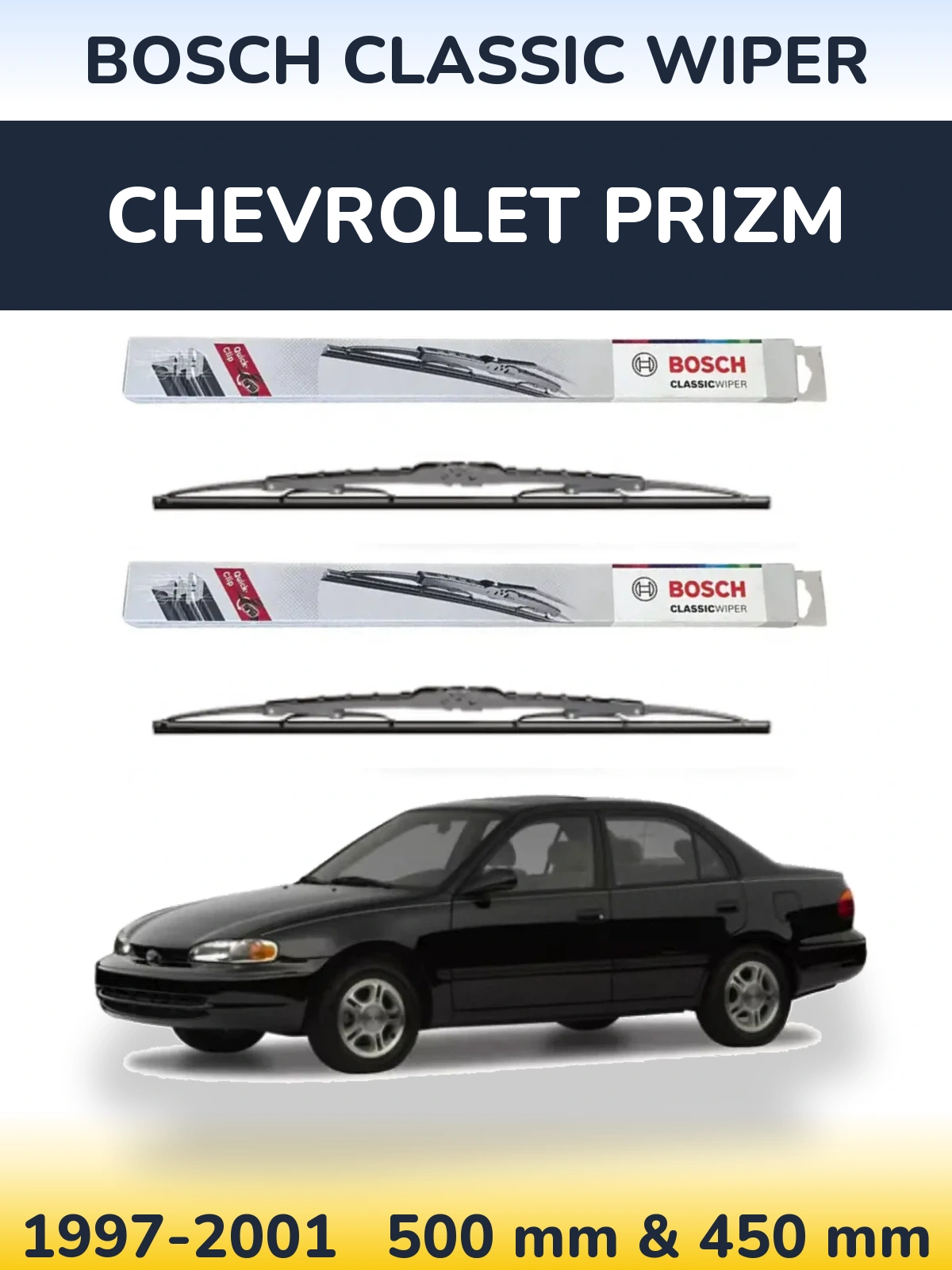 Komplet przednich wycieraczek BOSCH Classic Wiper 500 & 450 mm do Chevrolet Prizm 1997-2001