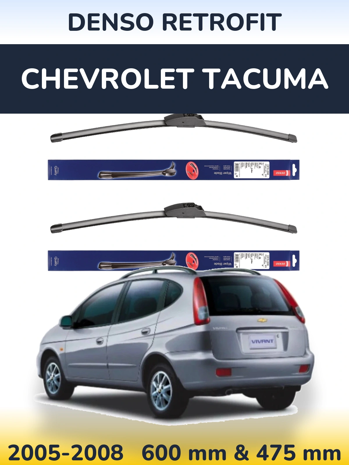 Комплект передних дворников Denso Retrofit 600 & 475 мм для Chevrolet Tacuma 2005-2008
