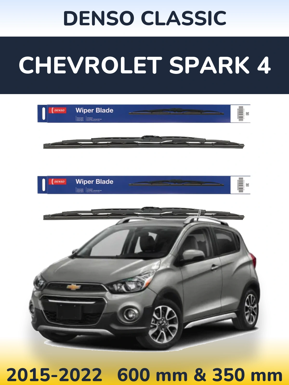 Front wiper blade set Denso Classic 600 & 350 mm for Chevrolet Spark 4 2015-2022