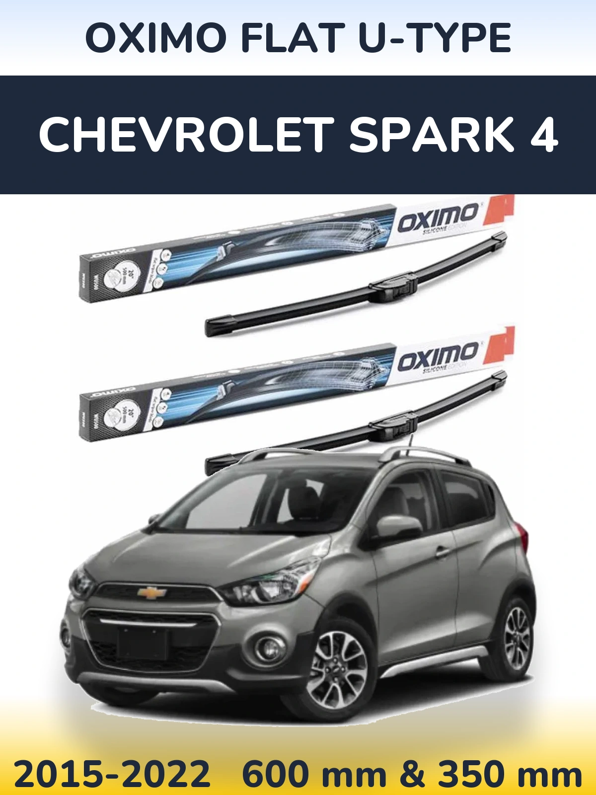 Komplet przednich wycieraczek Oximo Flat U-type 600 & 350 mm do Chevrolet Spark 4 2015-2022