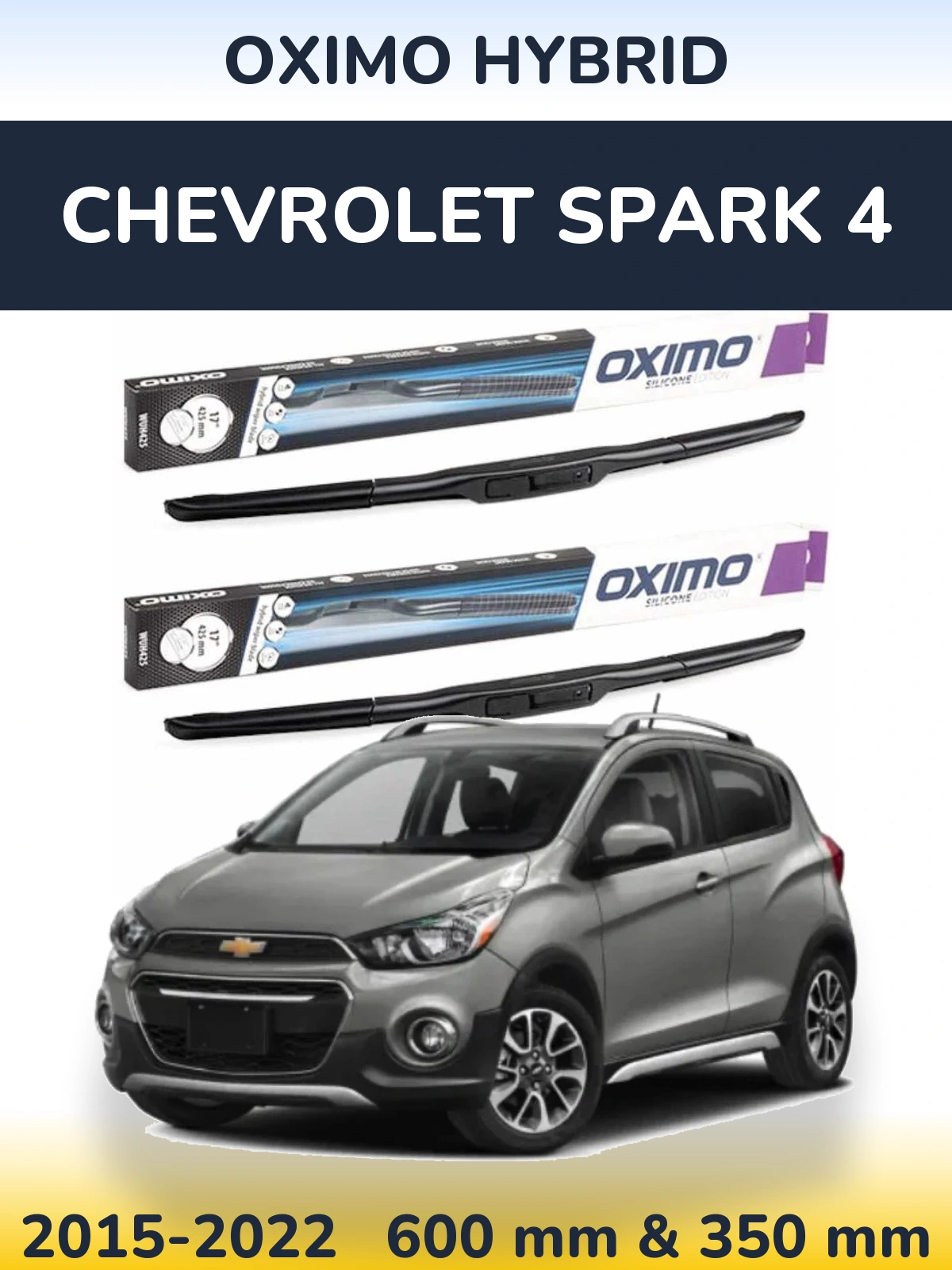 Комплект передних дворников Oximo Hybrid 600 & 350 мм для Chevrolet Spark 4 2015-2022