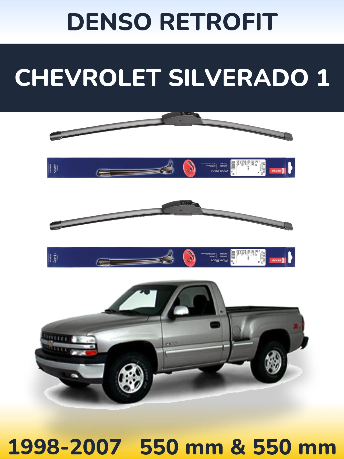 Komplet przednich wycieraczek Denso Retrofit 550 & 550 mm do Chevrolet Silverado 1 1998-2007