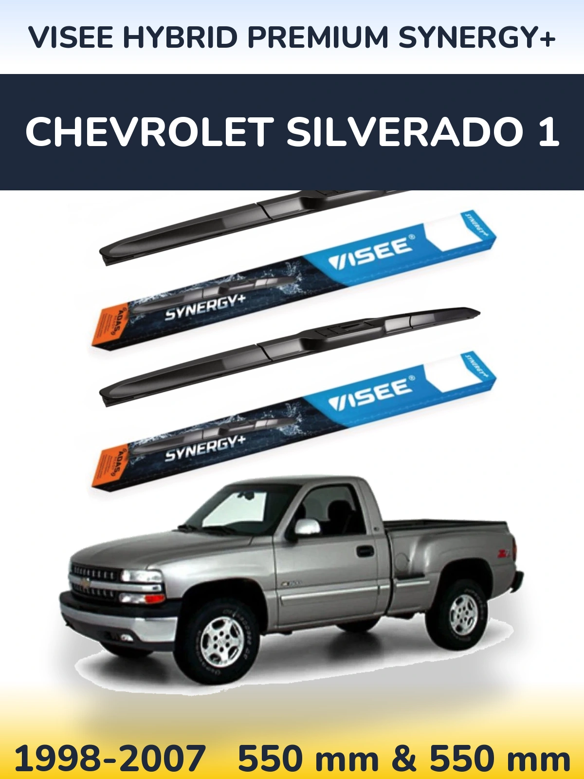 Komplet przednich wycieraczek VISEE HYBRID PREMIUM SYNERGY+ 550 & 550 mm do Chevrolet Silverado 1 1998-2007