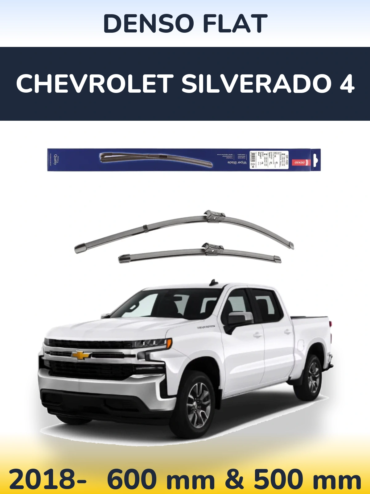 Komplet przednich wycieraczek Denso Flat 600 & 500 mm do Chevrolet Silverado 4 2018-2026