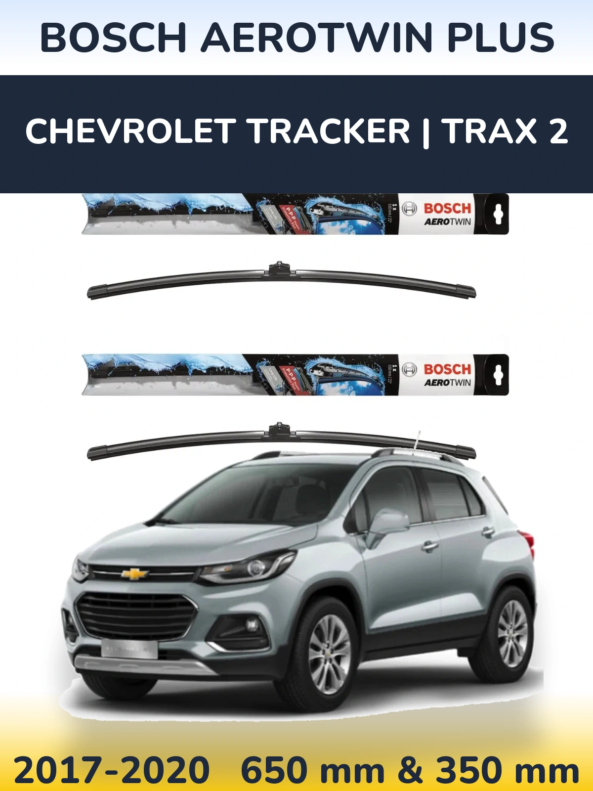 Komplet przednich wycieraczek BOSCH AeroTwin Plus 650 & 350 mm do Chevrolet Tracker | Trax 2 2017-2020