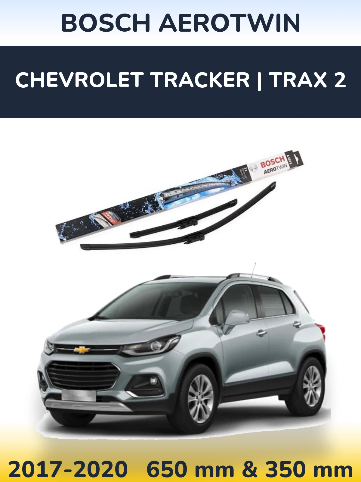 Комплект передних дворников BOSCH AeroTwin 650 & 340 мм для Chevrolet Tracker | Trax 2 2017-2020