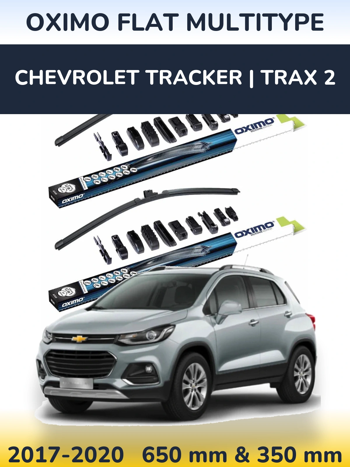 Komplet przednich wycieraczek Oximo Flat MultiType 650 & 350 mm do Chevrolet Tracker | Trax 2 2017-2020
