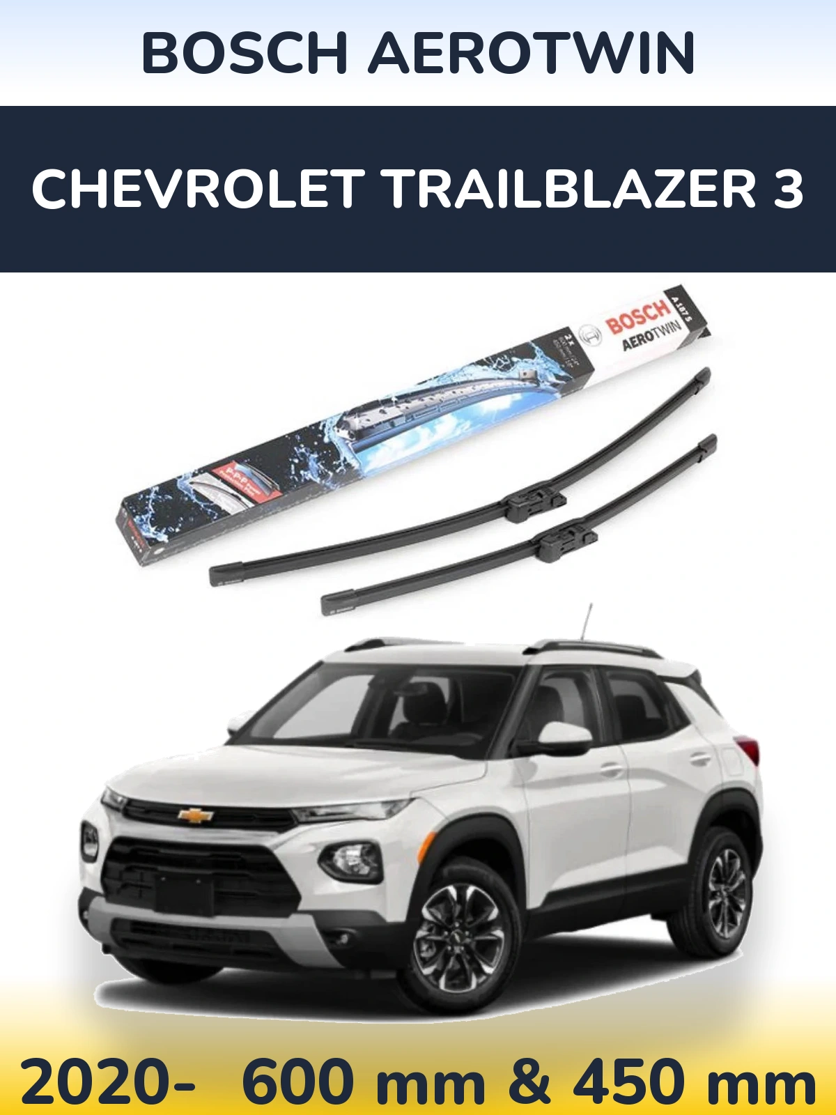 Komplet przednich wycieraczek BOSCH AeroTwin 600 & 450 mm do Chevrolet TrailBlazer 3 2020-2026