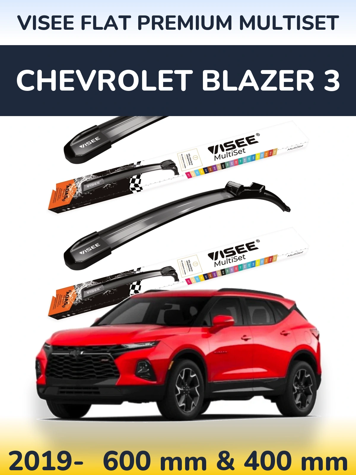 Komplet przednich wycieraczek VISEE FLAT PREMIUM MultiSet 600 & 400 mm do Chevrolet Blazer 3 2019-2026