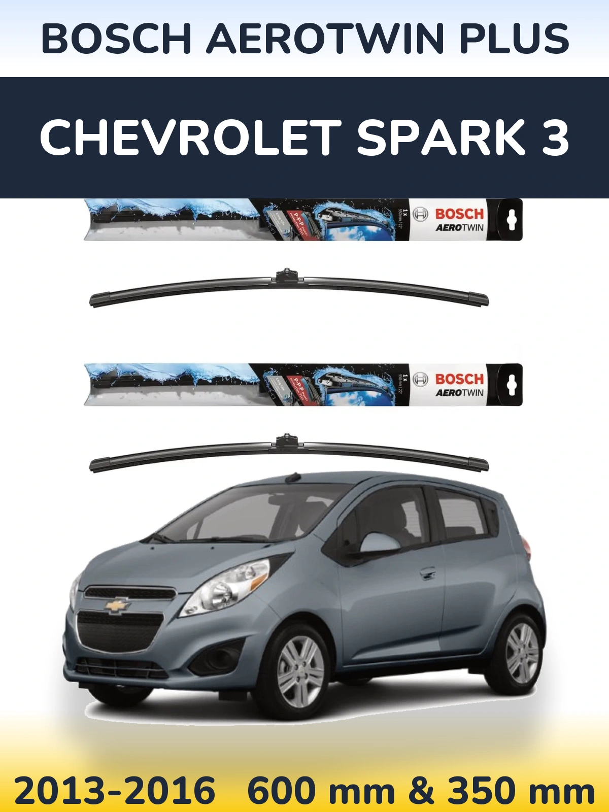 Komplet przednich wycieraczek BOSCH AeroTwin Plus 600 & 350 mm do Chevrolet Spark 3 2013-2016