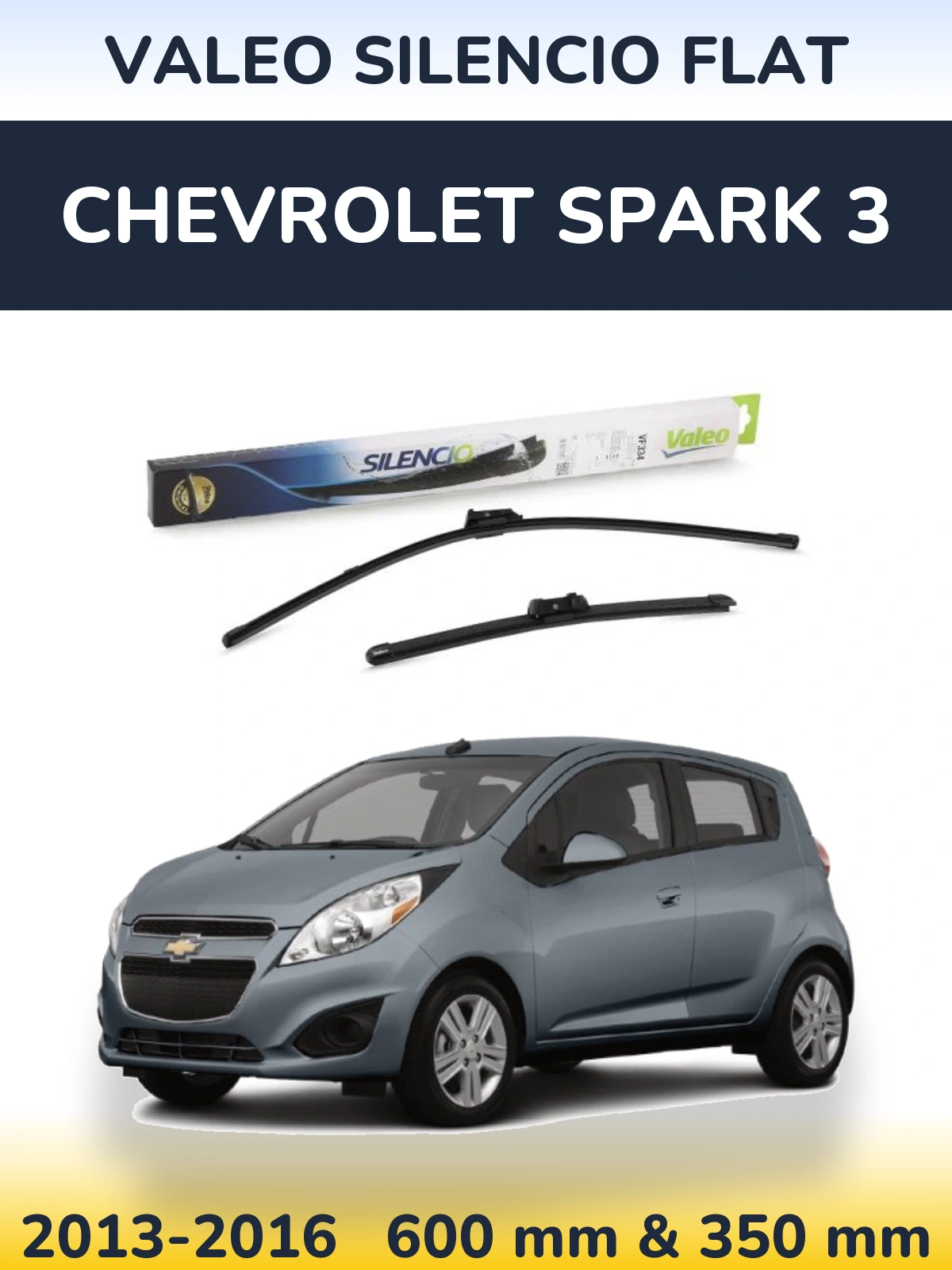 Komplet przednich wycieraczek Valeo Silencio Flat 600 & 350 mm do Chevrolet Spark 3 2013-2016