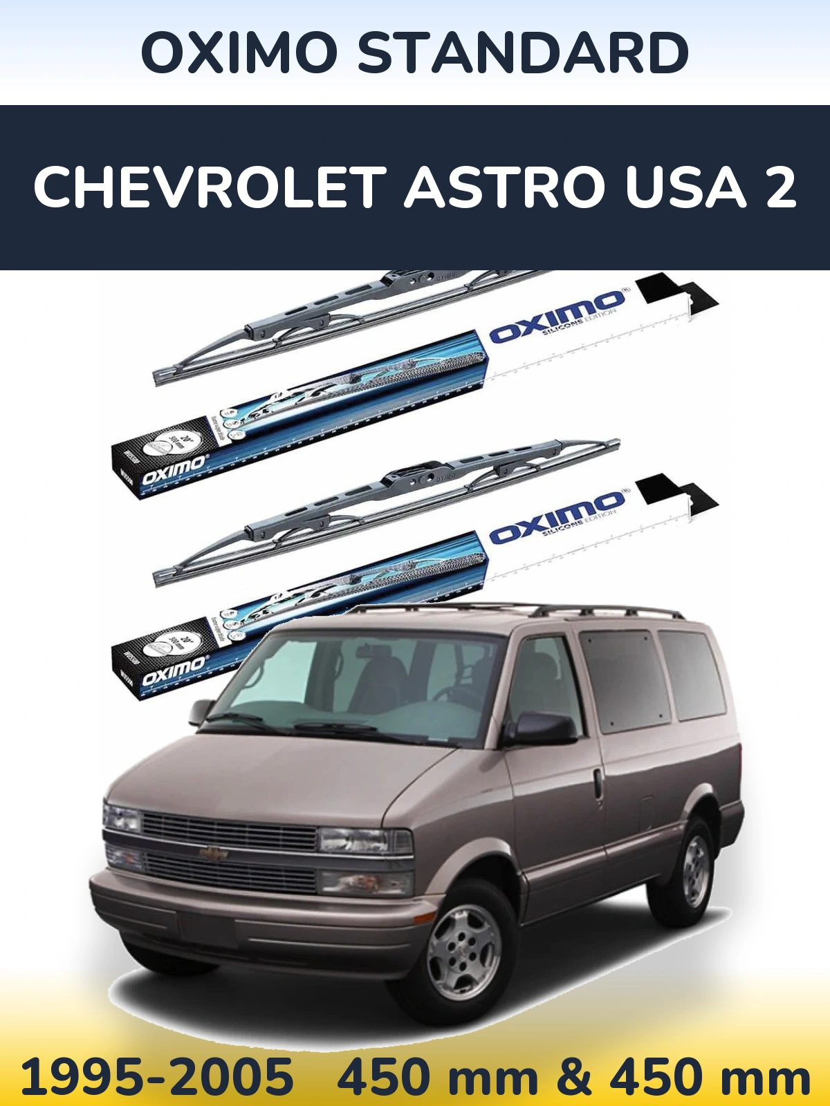 Komplet przednich wycieraczek Oximo Standard 450 & 450 mm do Chevrolet Astro USA 2 1995-2005